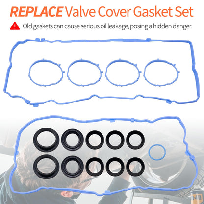 HiSport Engine Valve Cover Gasket Set - Compatible with Chrysler Pacifica Voyager Dodge Durango Jeep Grand Cherokee Wrangler Ram 1500 ProMaster 1500/2500 / 3500 3.6L 2016-2022 - Replace VS50919