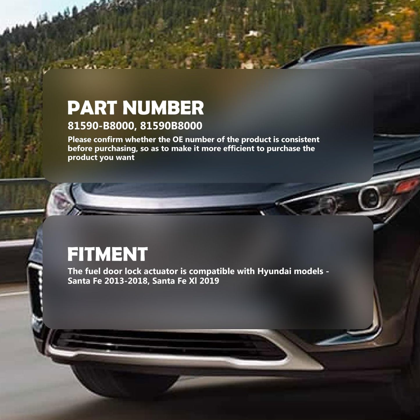 HiSport Fuel Door Lock Actuator - Compatible with Hyundai Santa Fe 2013-2018 Santa Fe XL 2019 Replaces 81590-B8000