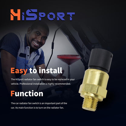 HiSport 61311378073 Coolant Temperature Sensor Radiator Fan Switch - Compatible with BMW 318I 318IS 318TI 325 325E 325ES 325I 325IS 325IX 525I Replaces 1378073