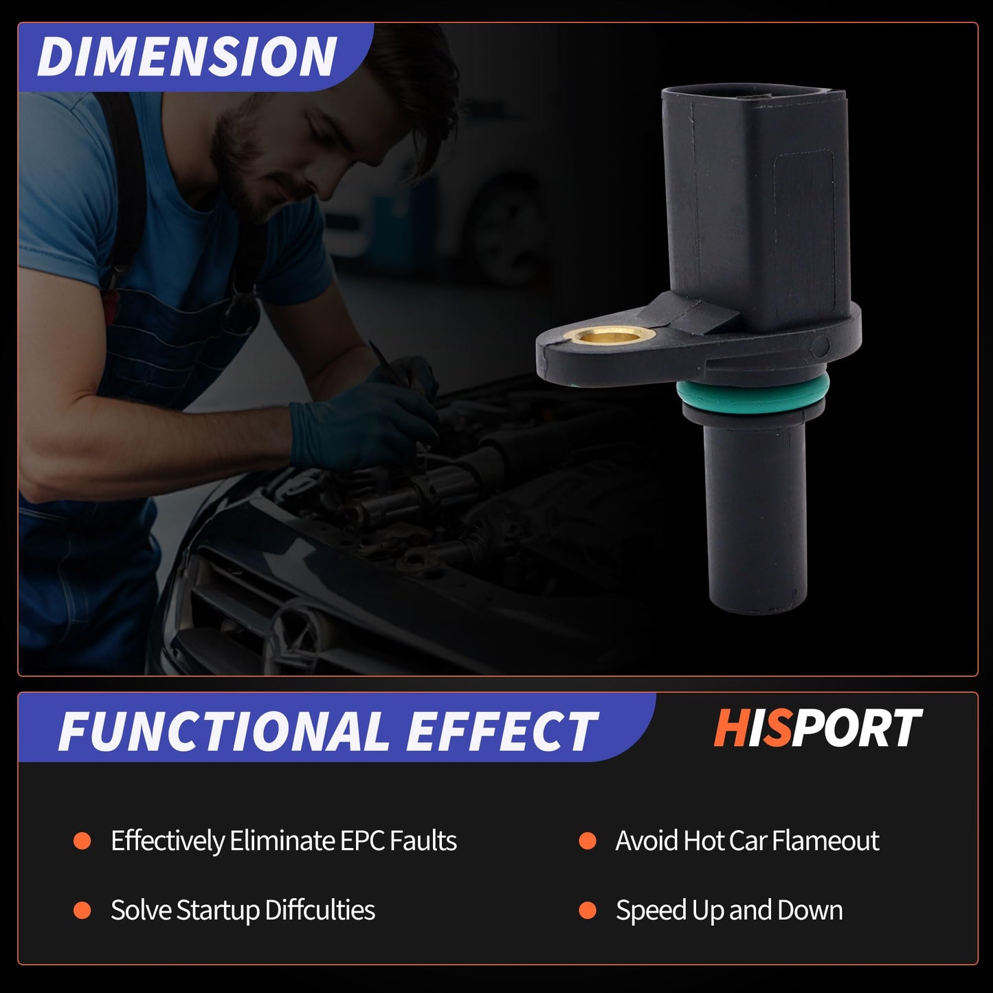 HiSport Transmission Input Speed Sensor Compatible with Volkswagen Golf 1999-2007 Beetle 1999-2005 Jetta 1999-2007 Golf City 2007-2009 Replacement for 095927321B 917-672 917672 AU0166