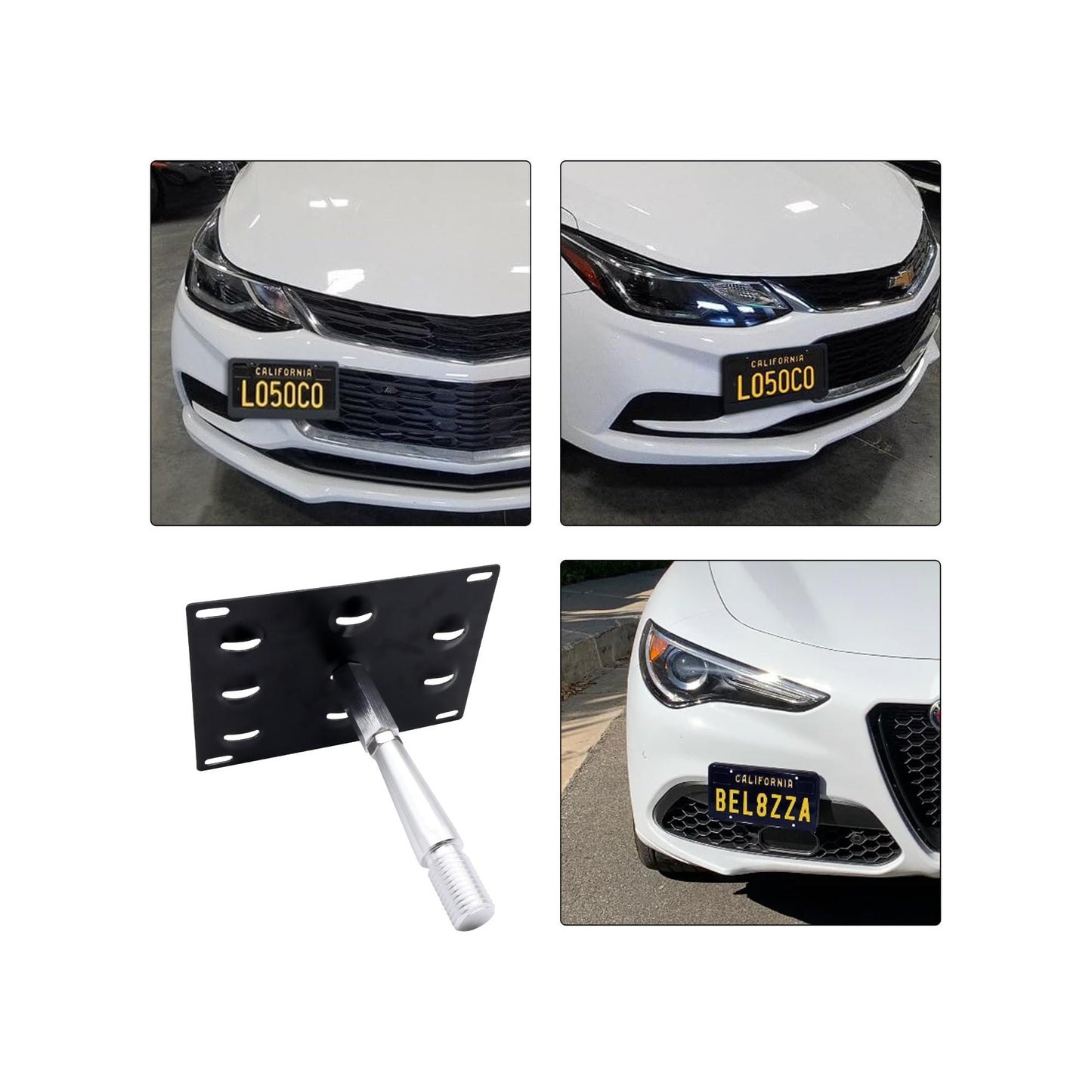 HiSport No Drill Front Bumper Tow Hook License Plate Mounting Bracket Adapter Kit Compatible with Infiniti G35 G37 Q60 2008-2015, Infiniti Q50 2014-up, Nissan GT-R 2007-2018 & Nissan 370Z 2013-2018