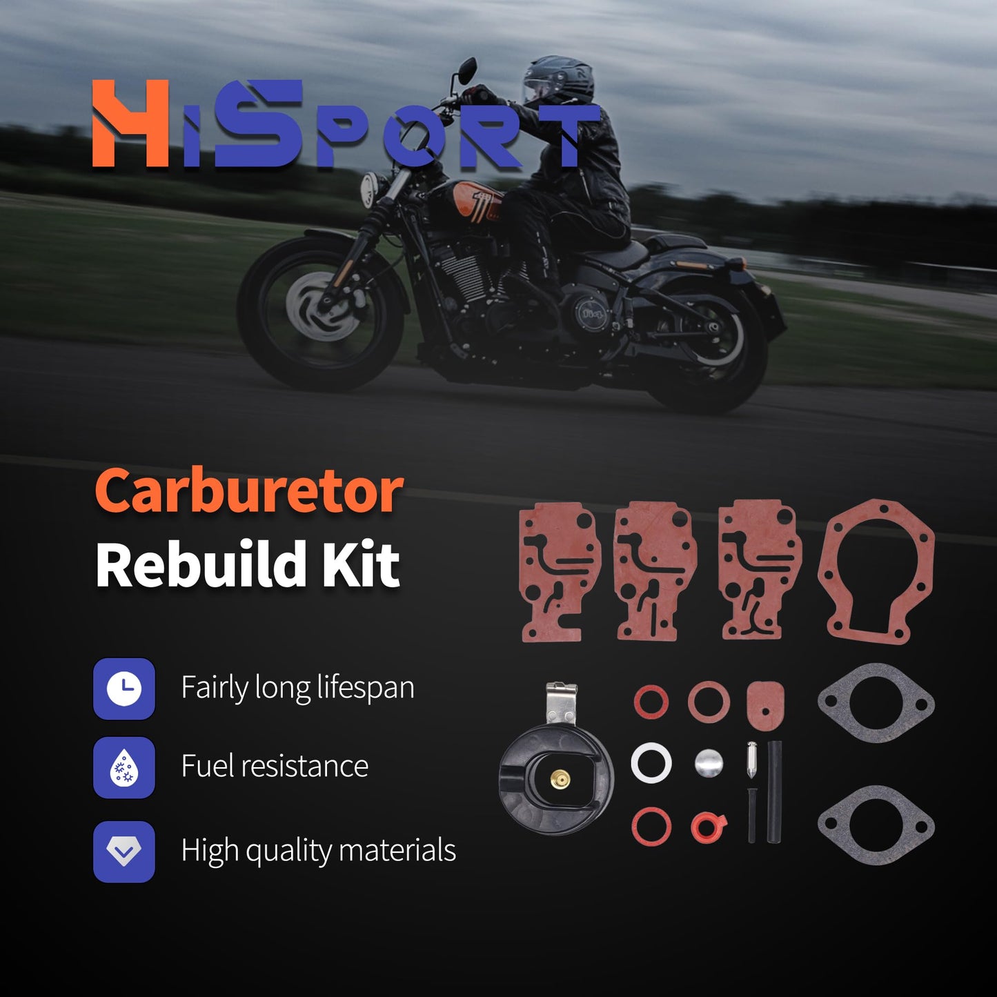 HiSport Carburetor Carb Repair Kit 439073 431897 18-7219 Replacement for Johnson Evinrude 6hp 8hp 9.9hp 15hp 20hp