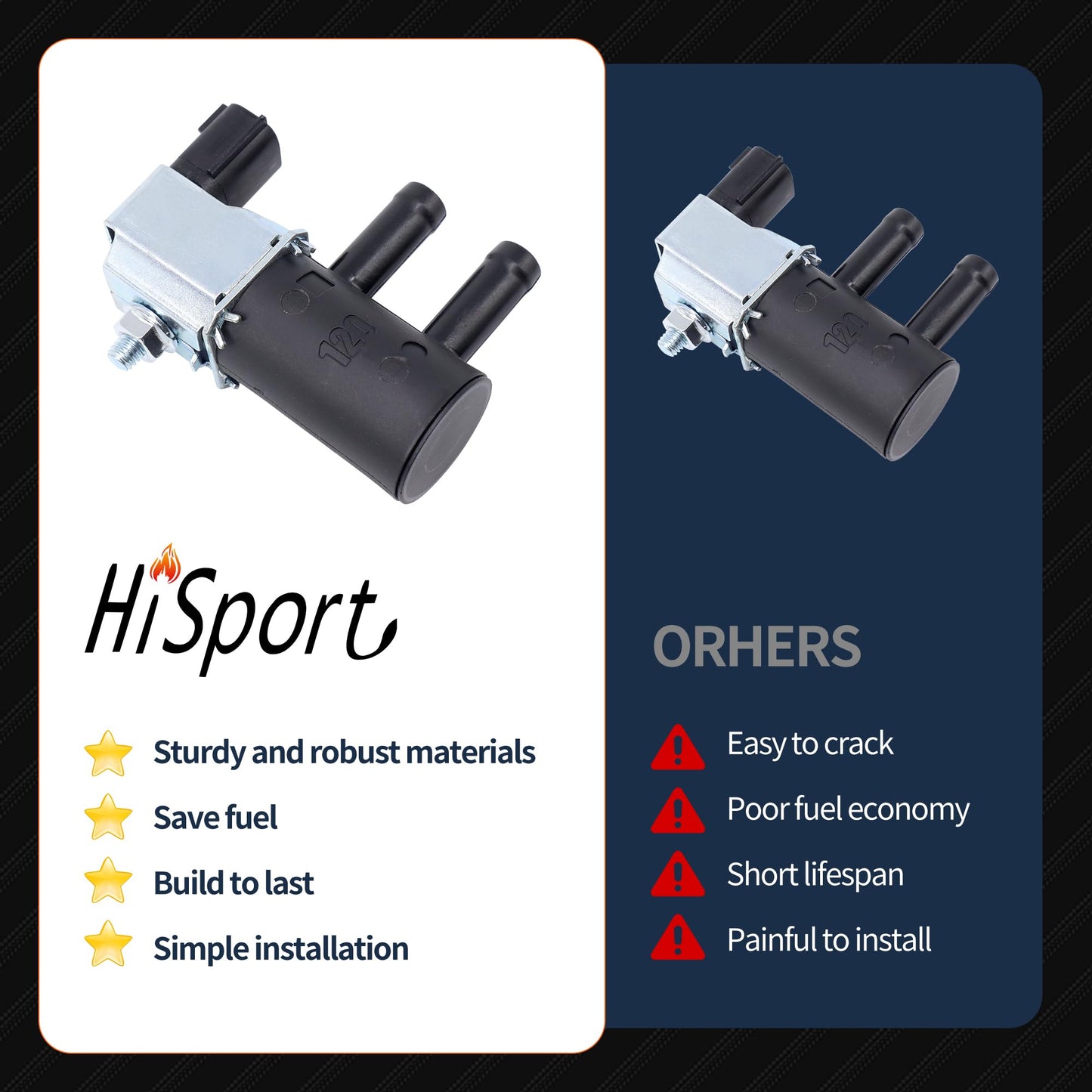 HiSport Evap Vapor Canister Purge Solenoid Control Valve 14930-1KC0A - Compatible with NISSAN JUKE NOTE SENTRA VERSA - replaces 149301KC0A 149301KC1A