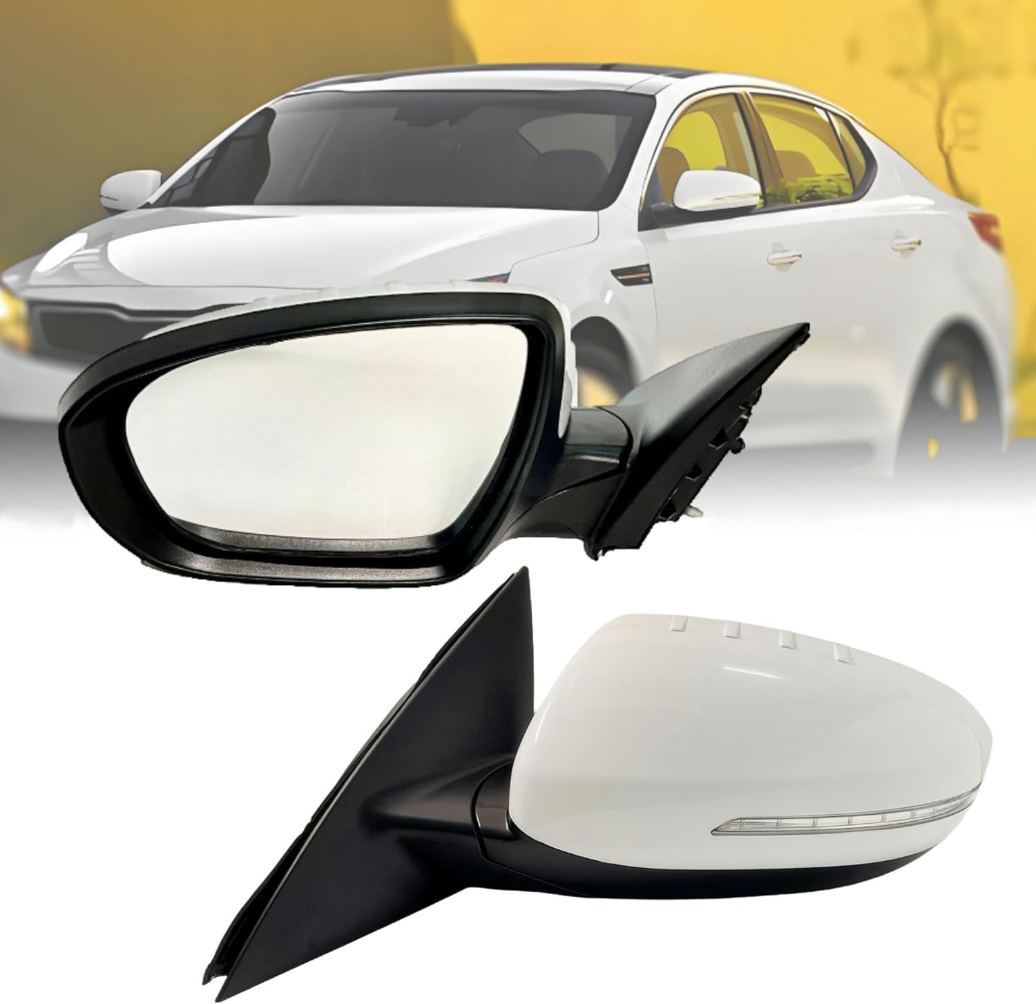 HiSport Passenger Side Mirror Compatible with 2011-2013 Kia Optima Rear Vier Mirror With In-housing Signal Light,Manual Folding,Power Glass,Non-Heated