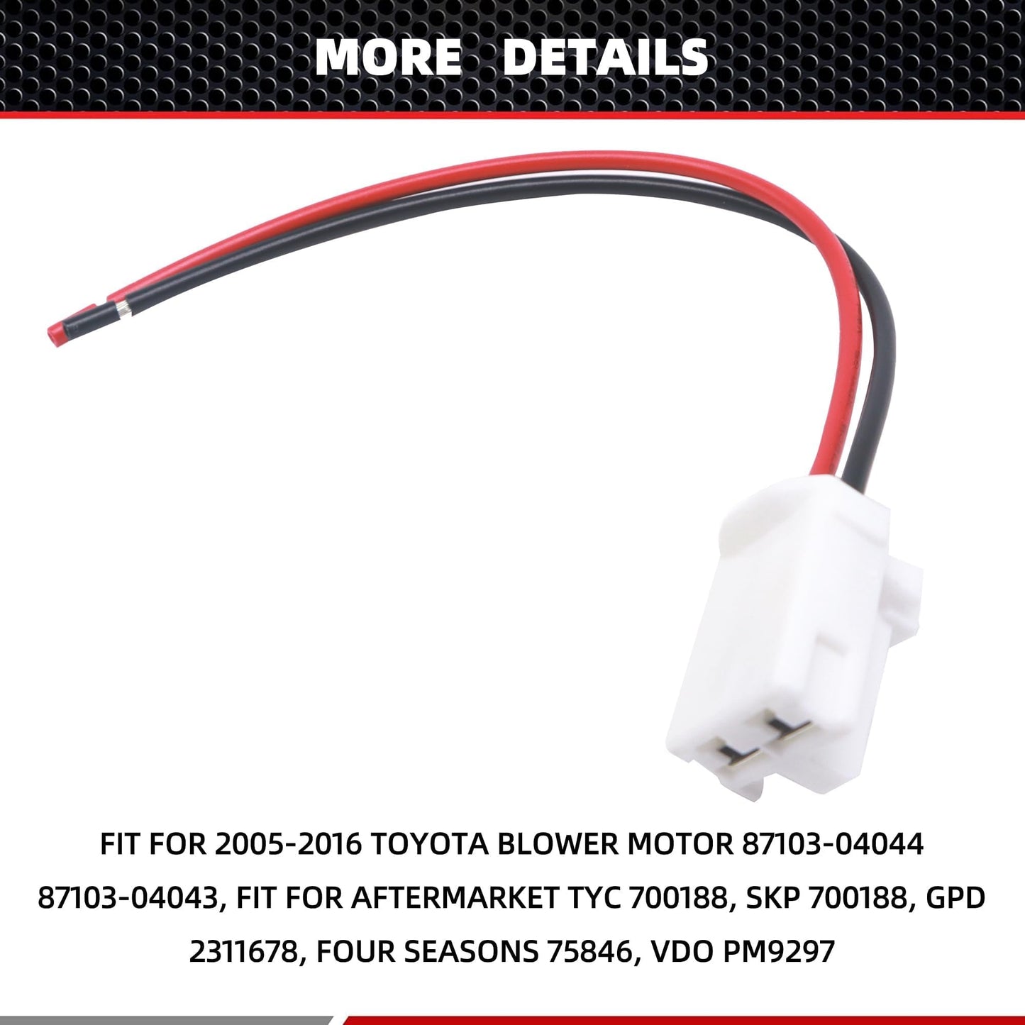 HiSport 82998-12380 Blower Motor Connector Pigtail Plug Wire/Wiring Harness Compatible with Toyota Tacoma 2005 2006 2007 2008 2009 2010 2011 2012 2013 2014 2015 2016 Replace 90980-10916