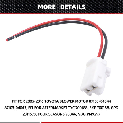 HiSport 82998-12380 Blower Motor Connector Pigtail Plug Wire/Wiring Harness Compatible with Toyota Tacoma 2005 2006 2007 2008 2009 2010 2011 2012 2013 2014 2015 2016 Replace 90980-10916