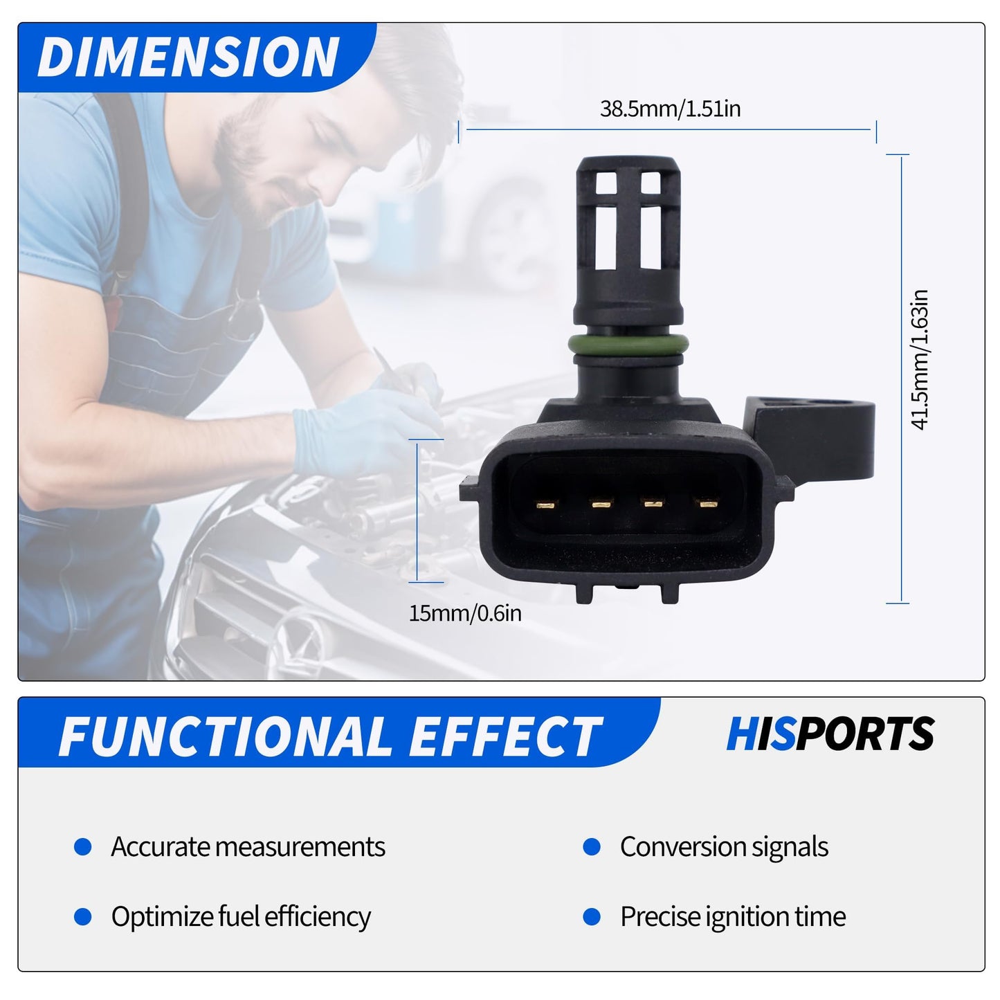 HiSport Intake Air Temperature Sensor - Compatible with Dodge Ram Diesel 2500 3500 4500 2007 2008 2009 2010 2011 2012 2013 2014 2015 2016 2017, Cummins M11 ISC ISL ISM ISX Replaces 5WK96803 2897332