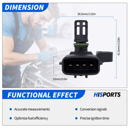 HiSport Intake Air Temperature Sensor - Compatible with Dodge Ram Diesel 2500 3500 4500 2007 2008 2009 2010 2011 2012 2013 2014 2015 2016 2017, Cummins M11 ISC ISL ISM ISX Replaces 5WK96803 2897332