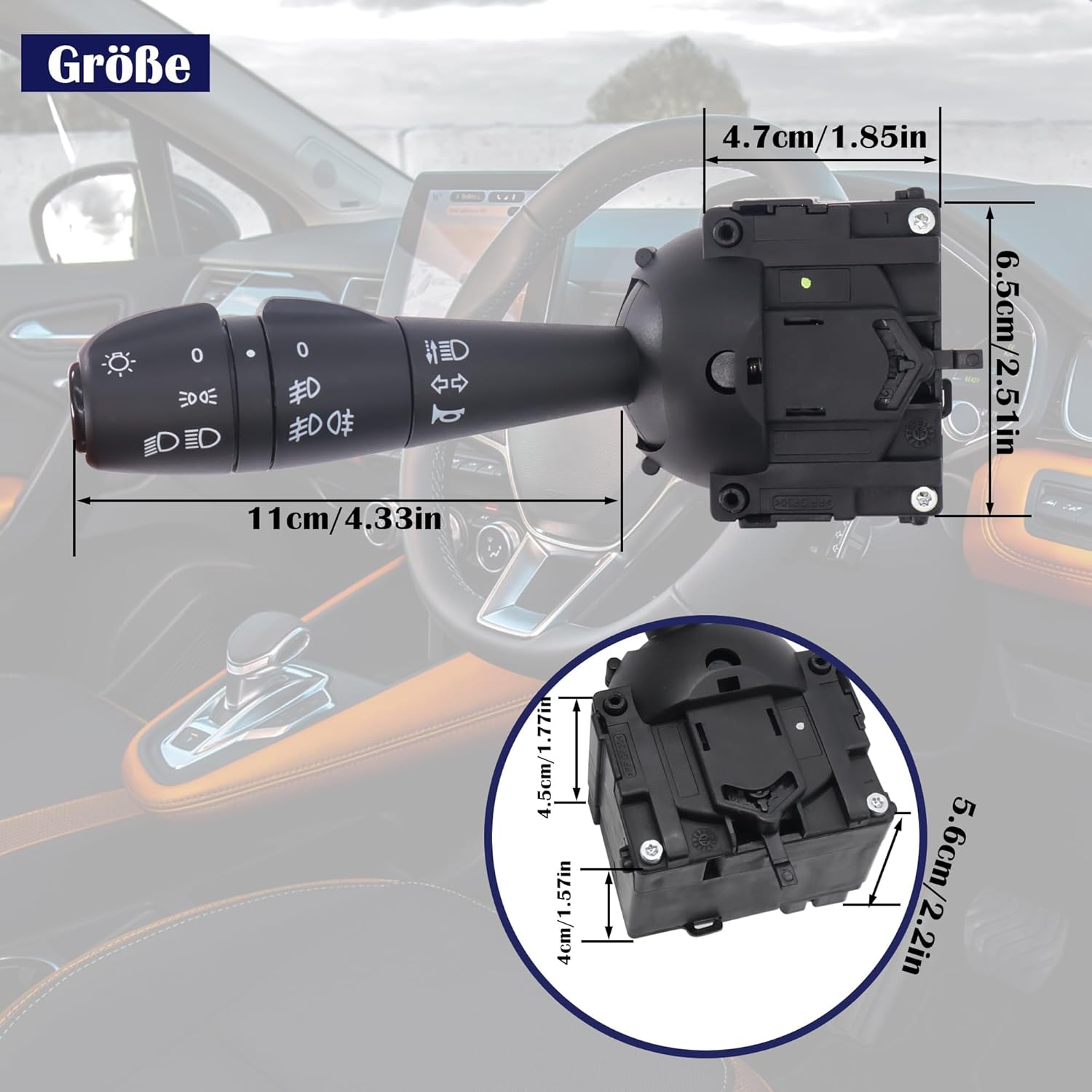 HISports Lenkstockschalter Blinkerschalter 8201167988-Kompatibel mit Dacia Dokker Duster Lodgy Sandero 2012-2016,Kombischalter 255405056R