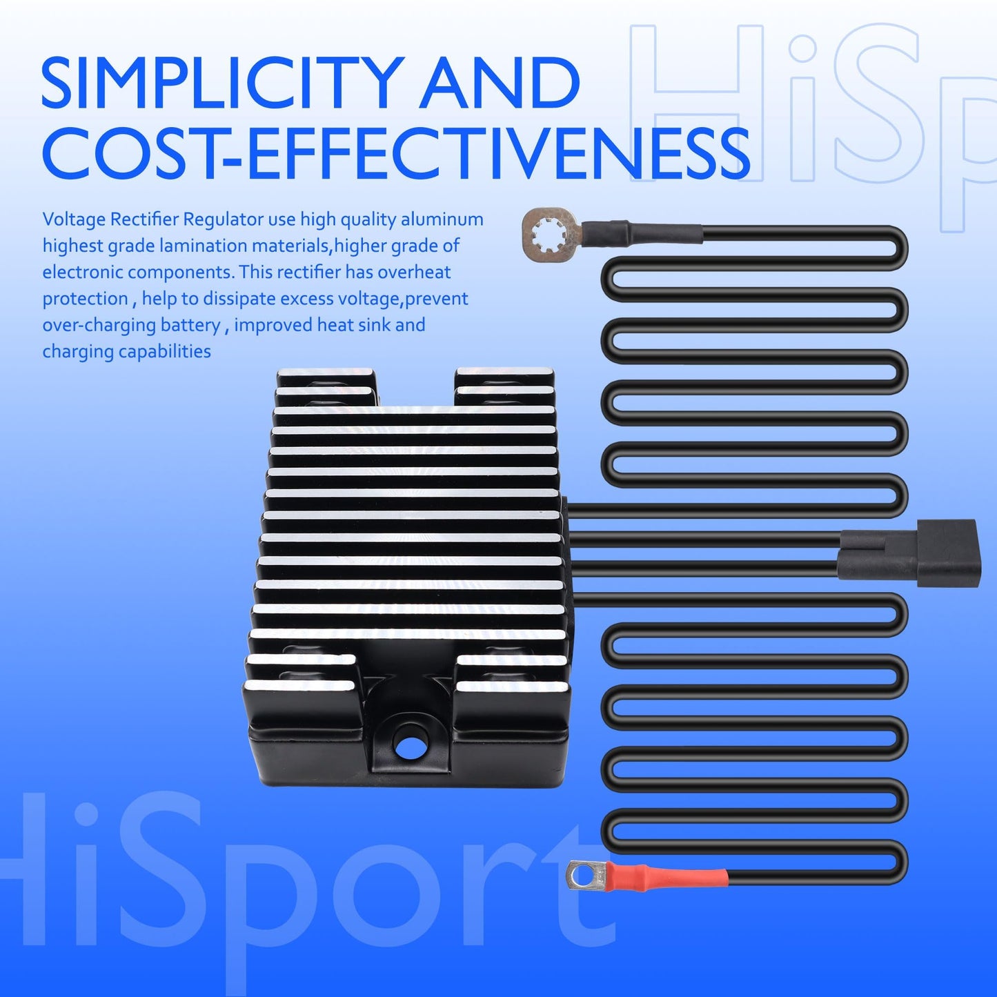 HiSport 74518-99 Voltage Regulator Rectifier - Compatible with Harley Davidson Dyna Glide 1999-2003 Dyna Super Glide 1450 1999-2003 Softail 1450 2000 Heritage Softail 1450 2000 Replaces 74518-99A