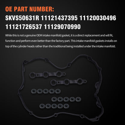 HiSport Valve Cover Gasket Set - Compatible with BMW 325Ci 325i 325xi 330Ci 330i 330xi 525i 530i X3 X5 Z4 2.5L 3.0L 2002-2006 - Replace SKVS50631R
