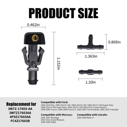 HiSport 3W7Z17603AA Windshield Washer Nozzles Kit - Compatible with Ford Flex E-150 E-250 E-350 Super Duty E-450 Super Duty F-150 Crown Victoria Taurus X Five Hundred Freestyle 2003-2014