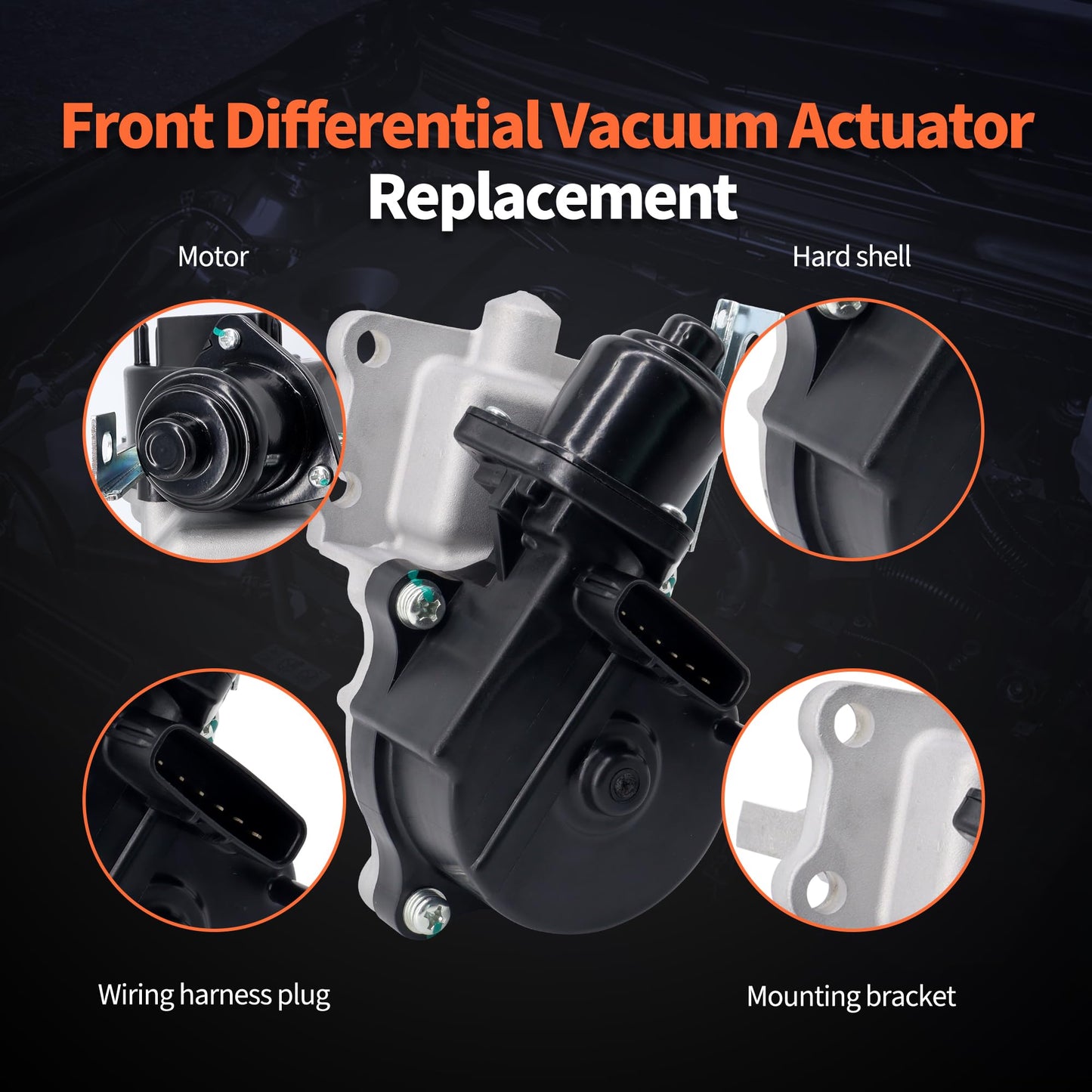 HiSport Front Differential Vacuum Actuator Assembly 4WD 4140034010 Replacement For Toyota 4Runner, Tacoma Base, Sequoia Limited & Tundra 2000-2007 Replace 41400-34012