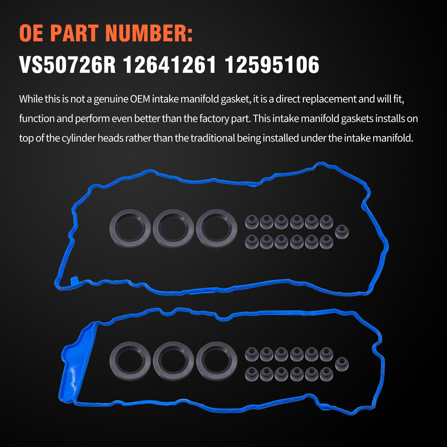 HiSport Engine Valve Cover Gasket Set - Compatible with GMC Acadia 3.6L V6 3564cc 217cid 2007-2008 - Replace VS50726R