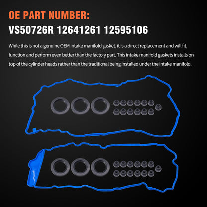 HiSport Engine Valve Cover Gasket Set - Compatible with GMC Acadia 3.6L V6 3564cc 217cid 2007-2008 - Replace VS50726R