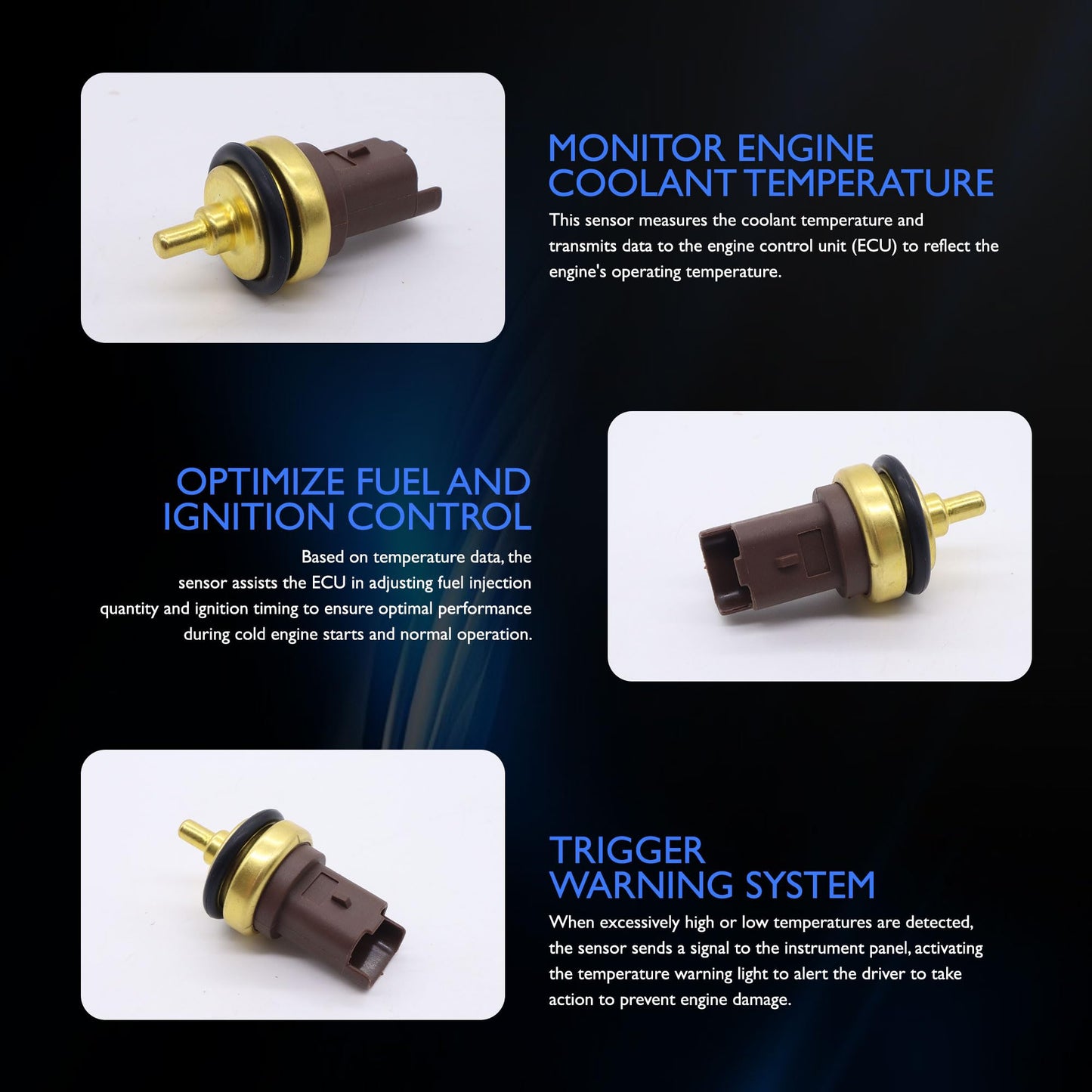 HiSport Engine Coolant Temperature Sensor - Compatible with Mini Replaces 13627535068 7535068 96566364 1338F3