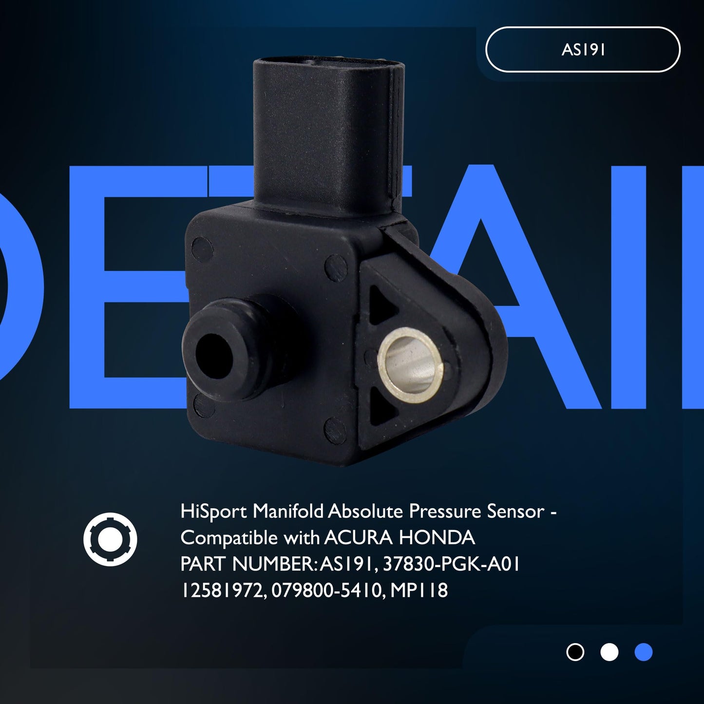 HiSport MAP Manifold Absolute Pressure Sensor - Compatible with Acura Honda Saturn Replaces 37830-PGK-A01 079800-5410 12581972