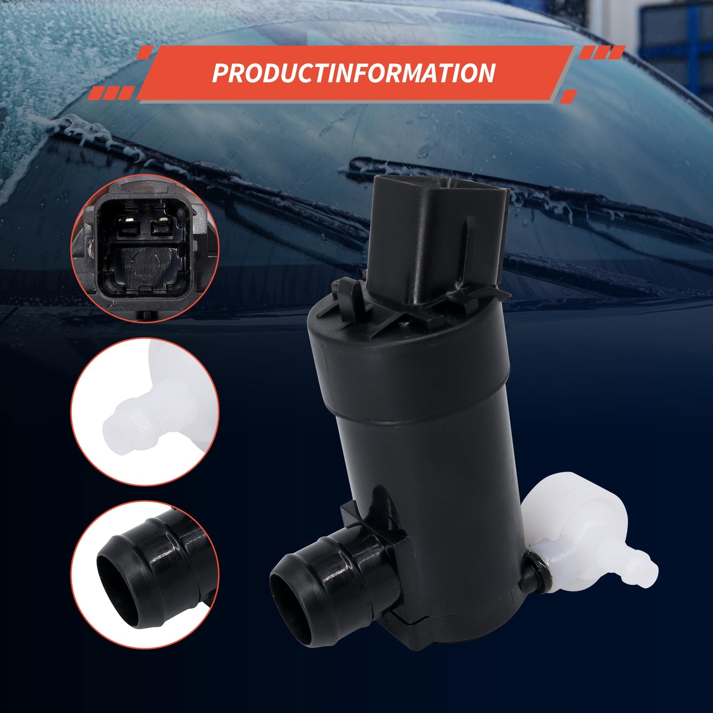 HiSport 98510-A9000 Windshield Washer Motor Pump - Compatible with Kia Sedona 2015-2021 Sorento 2016-2020