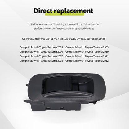 HiSport 84810AA010B2 Rear Window Switch - Compatible with Toyota Tacoma 2005 2006 2007 2008 2009 2010 2011 2012 - Replace 901-354