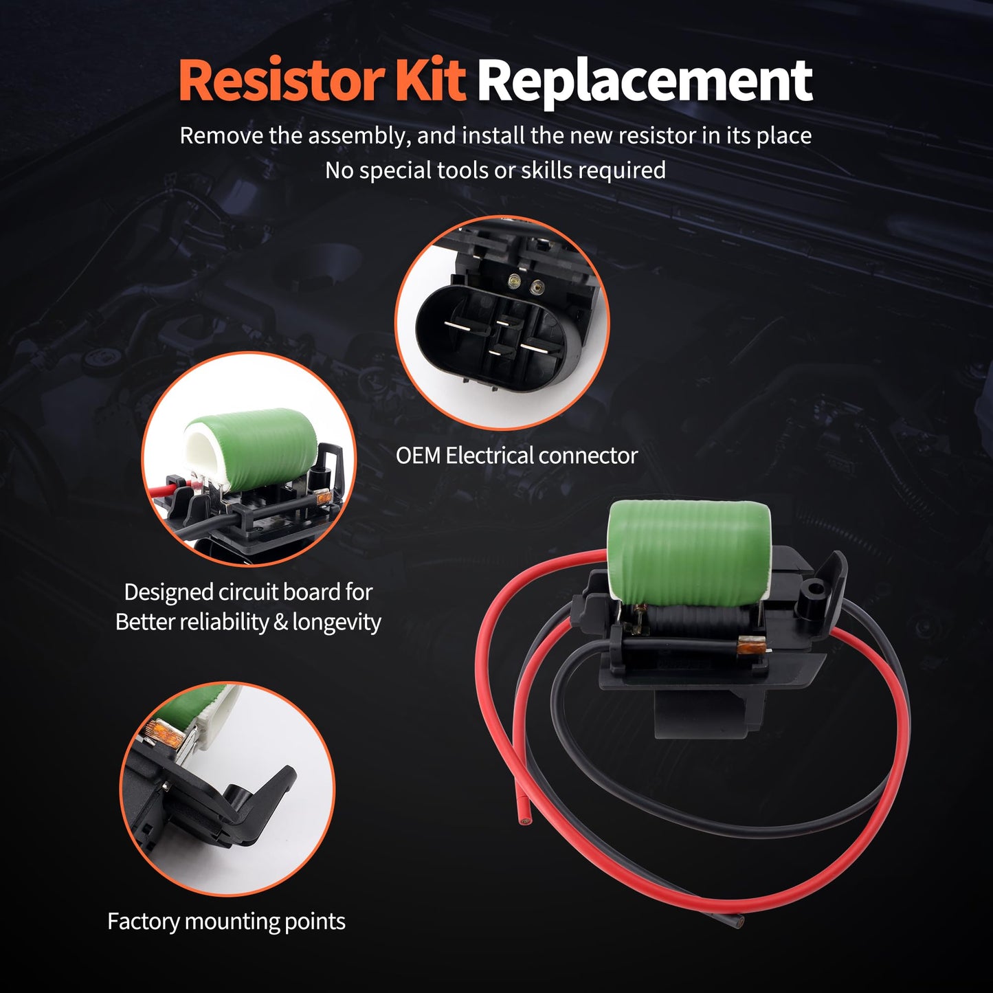 HiSport Radiator Fan Blower Motor Resistance - Compatible with Chevrolet Cruze 1.4L 1.8L 2.0L Buick Verano 2.4L Replaces 13427161 13427160