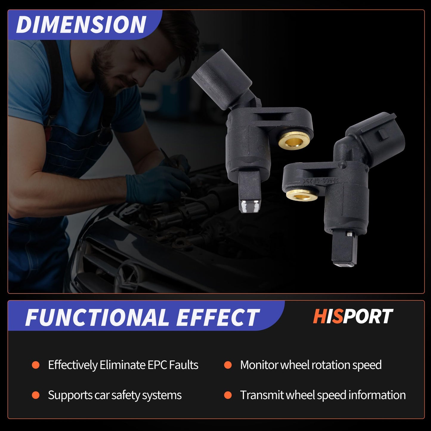 HiSport ABS Wheel Speed Sensor - Compatible with Audi TT Volkswagen Beetle Cabrio Carrado Derby Golf Jetta Passat Seat Leon Replacement 1J0927803 1J0927807B 1J0927804 ALS470 ALS522 ALS465