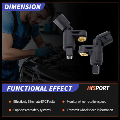 HiSport ABS Wheel Speed Sensor - Compatible with Audi TT Volkswagen Beetle Cabrio Carrado Derby Golf Jetta Passat Seat Leon Replacement 1J0927803 1J0927807B 1J0927804 ALS470 ALS522 ALS465