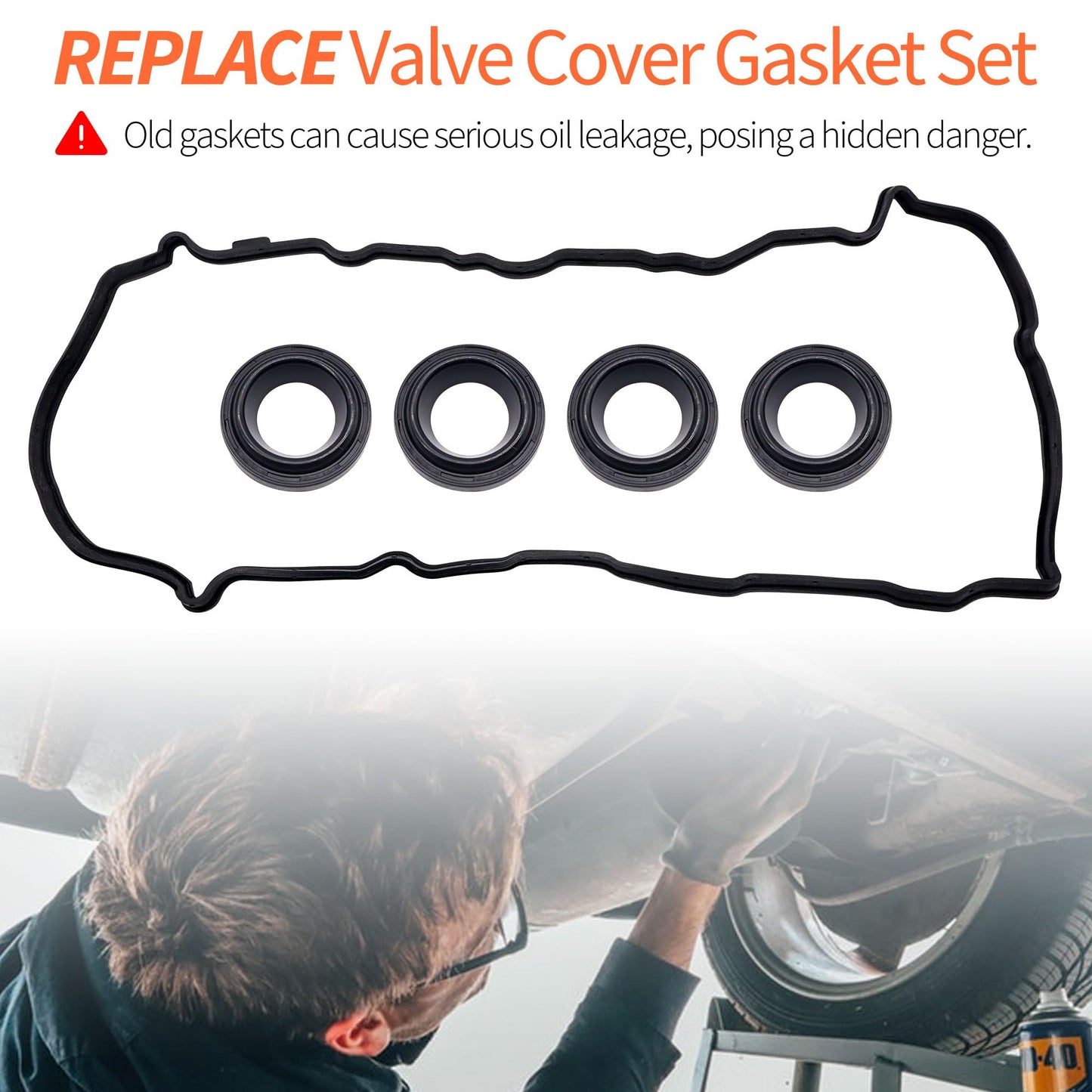 HiSport Valve Cover Gasket Set - Compatible with Nissan 2007-2012 Altima 2.5L 2008-2012 Rogue 2.5L 2007-2012 Sentra 2.5L - Replace VS50777R