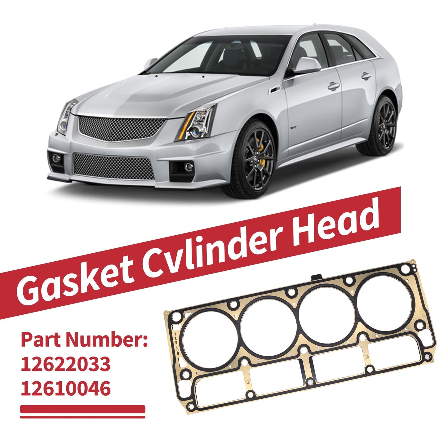 HiSport MLS Cylinder Head Gaskets - Compatible with Cadillac Escalade Chevrolet Corvette Express LCF Silverado GMC Savana Hummer Pontiac 5-Layer Steel Engine Cylinder Gasket Replace 12610046 12622033