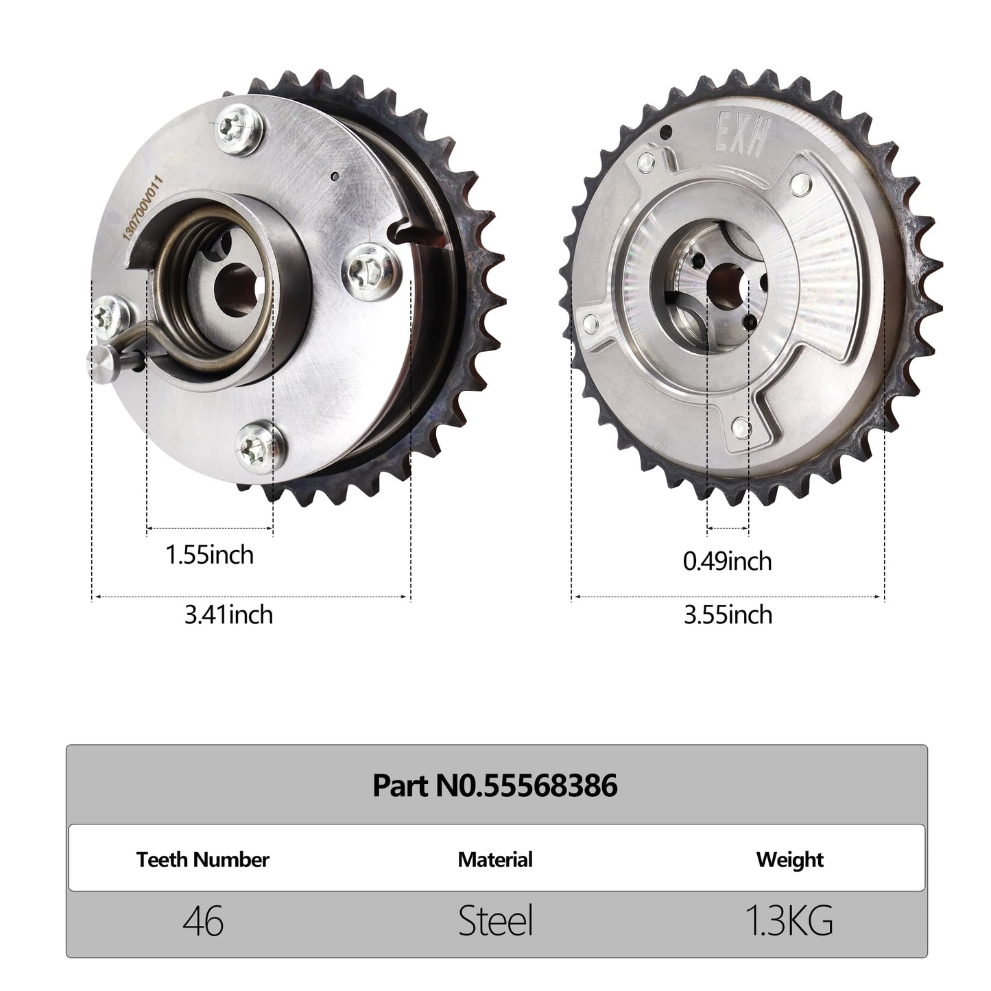 HiSport 13050-0V011 Timing Camshaft Sprocket VVT Gears Intake and Exhaust - Compatible with 2009-2012 Toyota RAV4 Camry 2.5L Highlander Sienna Venza 2.7L - Replace 13070-0V013