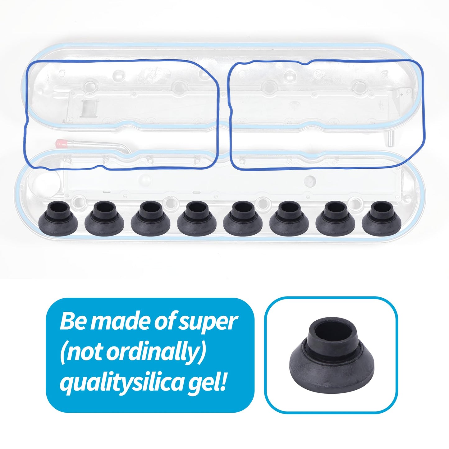 HiSport VS50504R1 Valve Cover Gasket Set VS50250A - Compatible with 4.8L 5.3L 5.7L 6.0L 6.2L Chevy Cadillac GMC Hummer Buick Pontiac Saab Isuzu Avanti 1999-2018