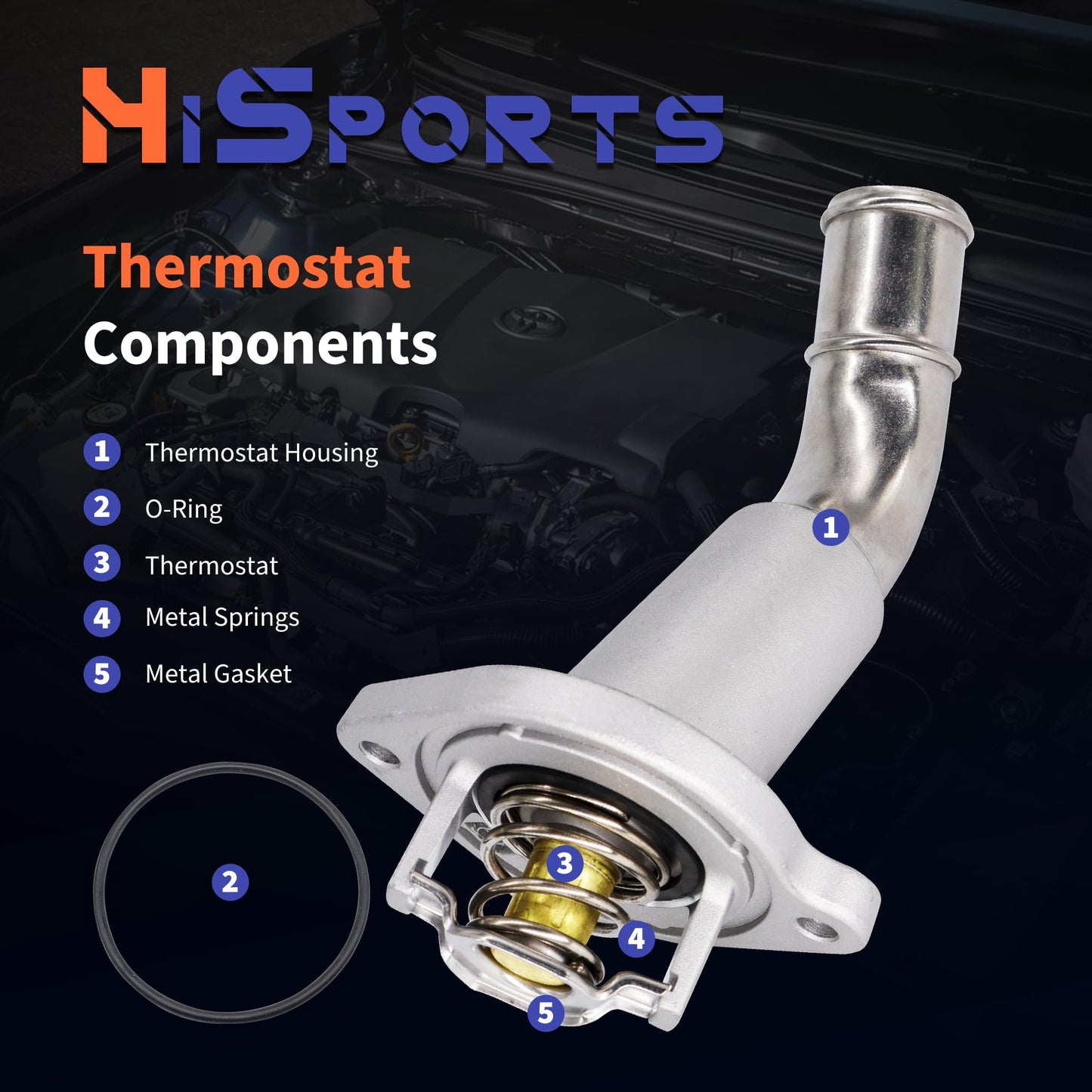 HiSport 902-800 Thermostat Housing Assembly - Compatible with Chevy Trailblazer 2002-2009 Trailblazer EXT 2002-2006 | GMC Envoy 2002-2009 Envoy XL 2002-2006 Envoy XUV 2004-2005