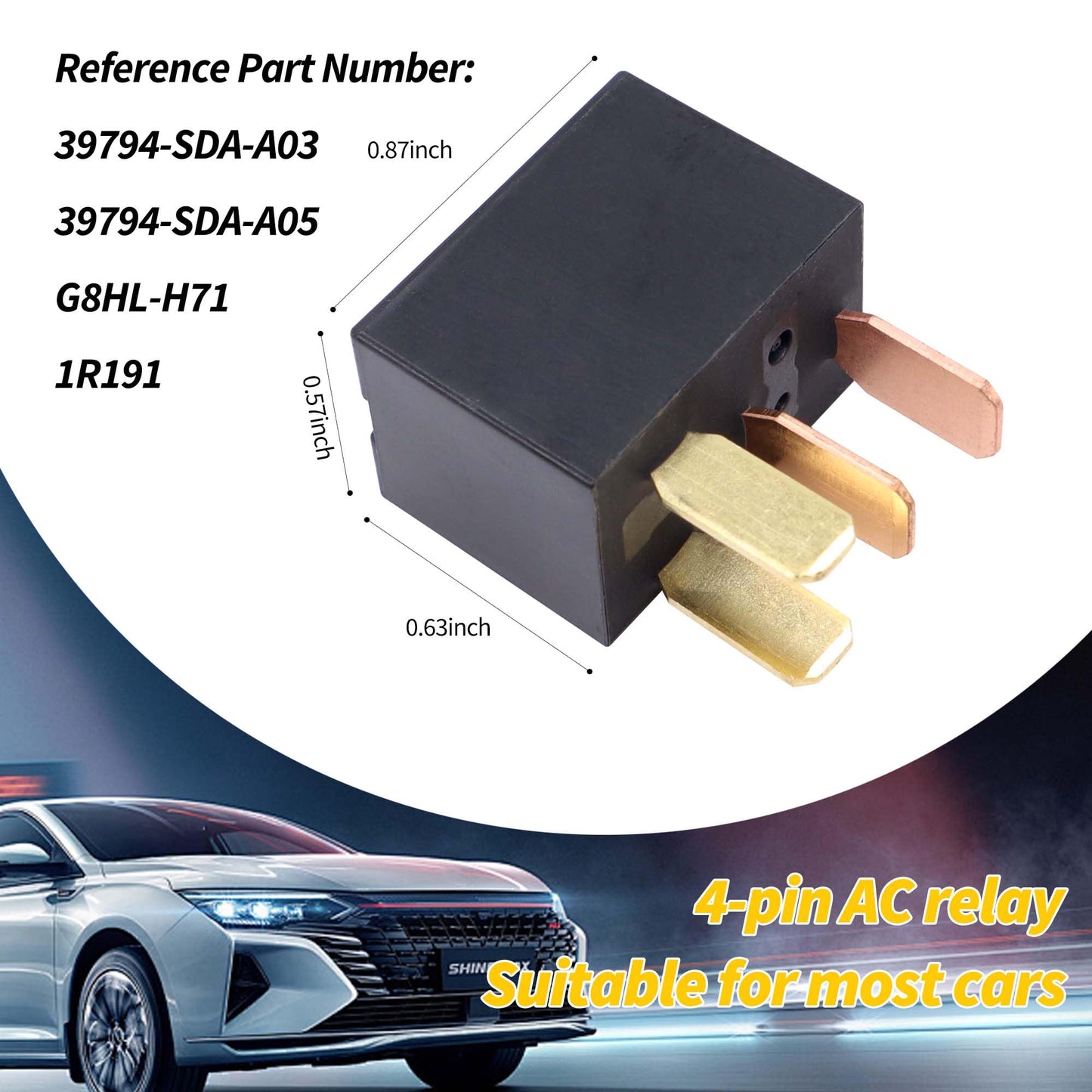 HiSport G8HL-H71 Relay 4 Pins Power Relay Assembly AC Starter Relays 39794-SDA-A03 39794-SDA-A05 Compatible with Accord Civic CR-V CR-Z Crosstour Element Insight Odyssey Pilot Acura TL TSX MDX, 1PCS