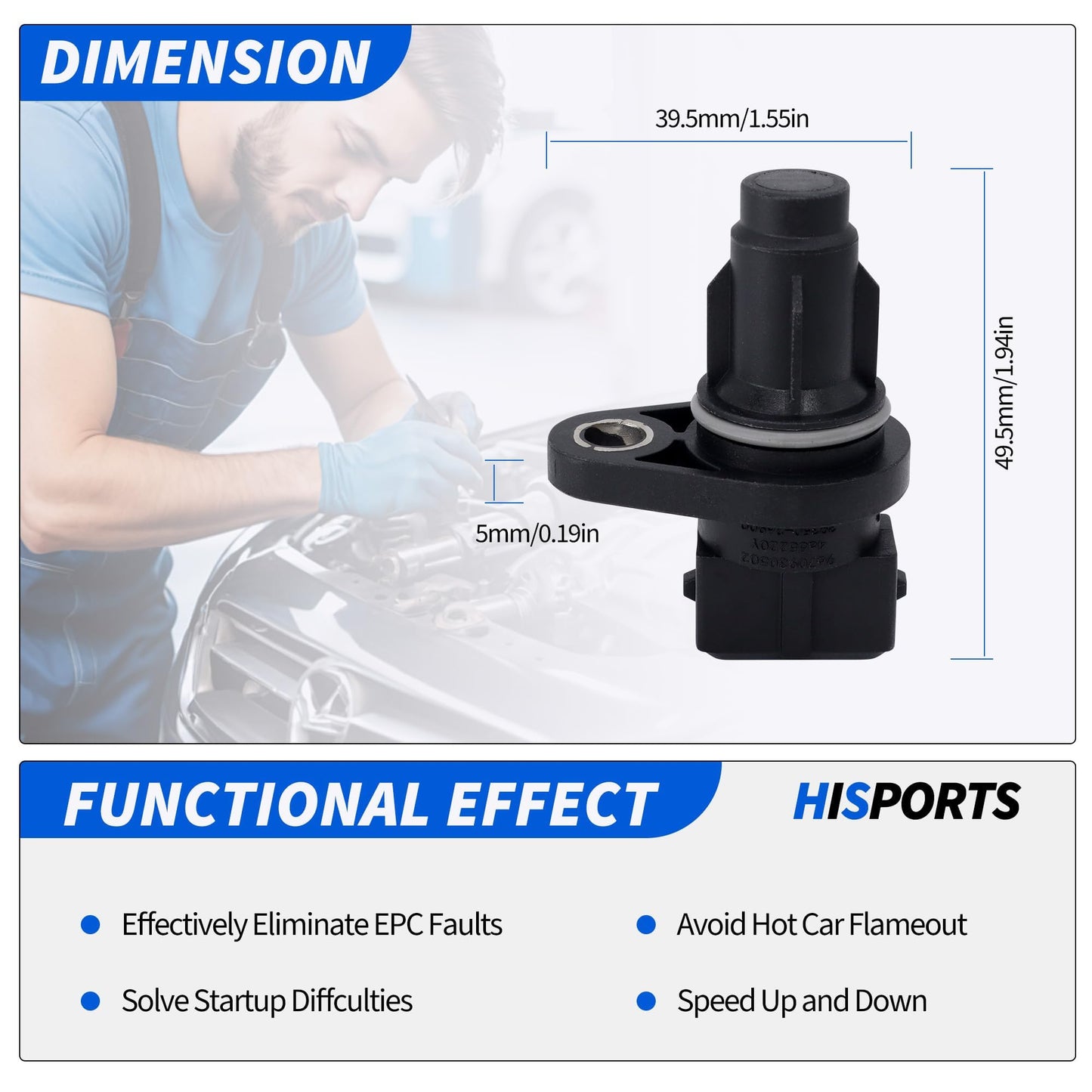 HiSport Engine Camshaft Position Sensor - Compatible with Hyundai Accent 2007 2008 2009 2010 2011;Kia Rio 2006 2007 2008 2009 2010 2011,Rio5 2006 2007 2008 2009 2010 2011 Replaces PC780