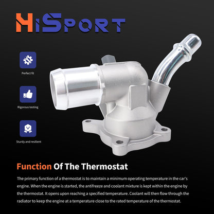 HiSport Engine Coolant Thermostat Housing Assembly - Compatible with Jeep Cherokee Chrysler Dodge Ram Replaces 5047772AB 5047263AB