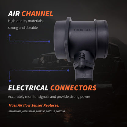 HiSport 0280218089 MAF Mass Air Flow Sensor - Compatible with Volvo C70 S60 S80 V70 XC70 XC90 Replaces 8627296 8670115 8670398