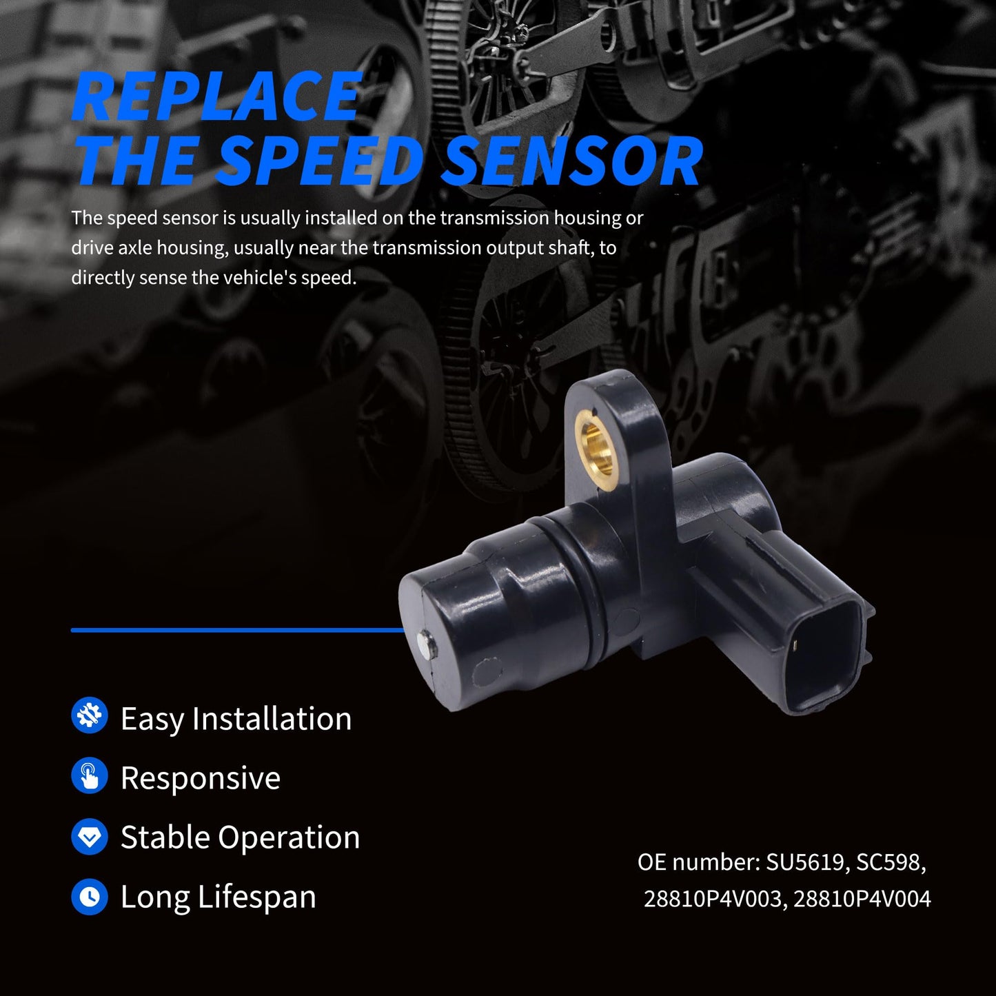 HiSport Automatic Transmission Input Shaft Speed Sensor Compatible with Honda Accord 1998-2002 Civic 2002-2005 Odyssey 1998 Cr-v 1997-2001 Replaces SU5619 SC598 28810P4V003 28810P4V004