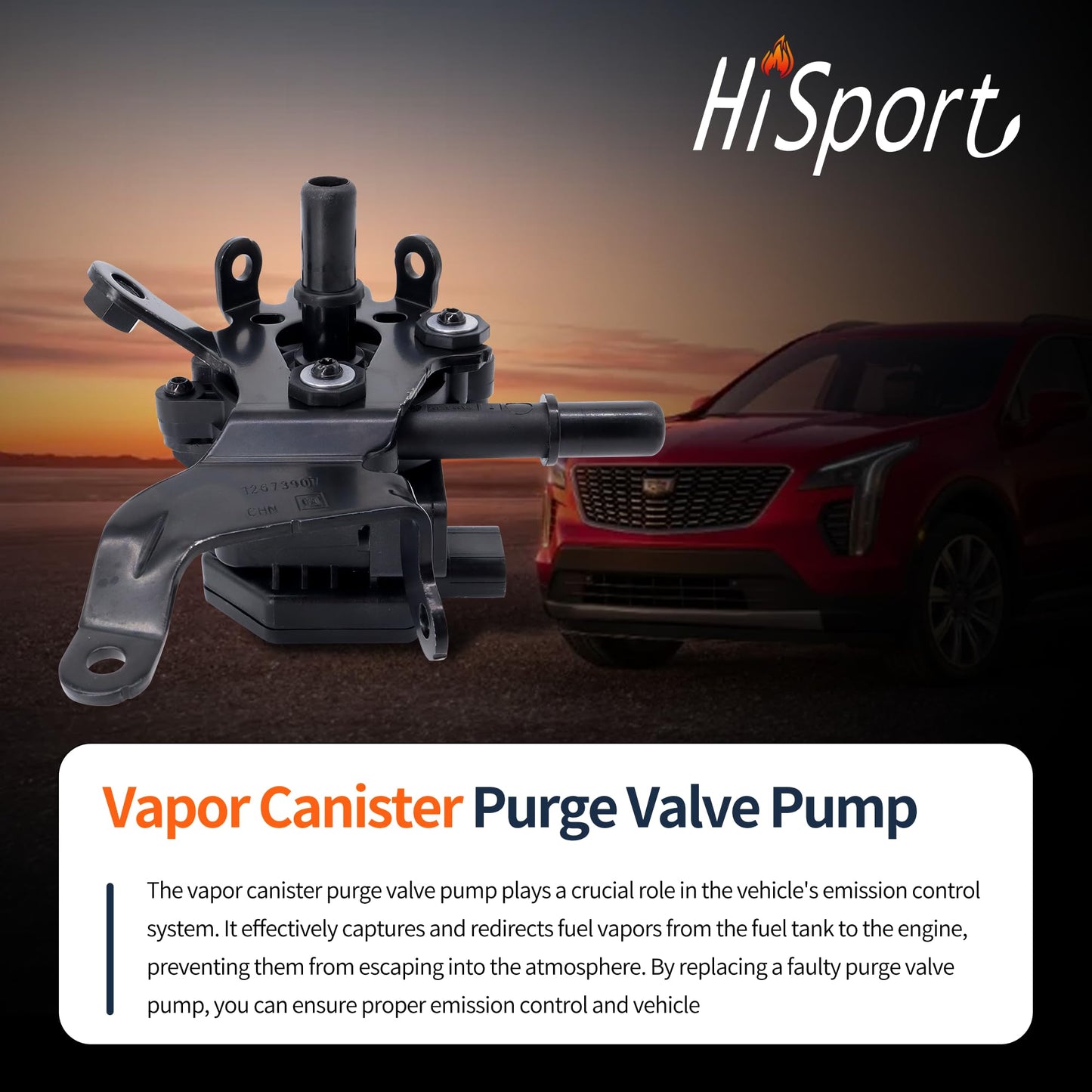 HiSport Vapor Canister Purge Valve Pump 12703879 - Compatible with Buick Encore GX Envision Cadillac CT4 CT5 XT4 XT5 Chevy Blazer Trailblazer Trax GMC Acadia 2019-2024 - Replaces 12712982 25204641