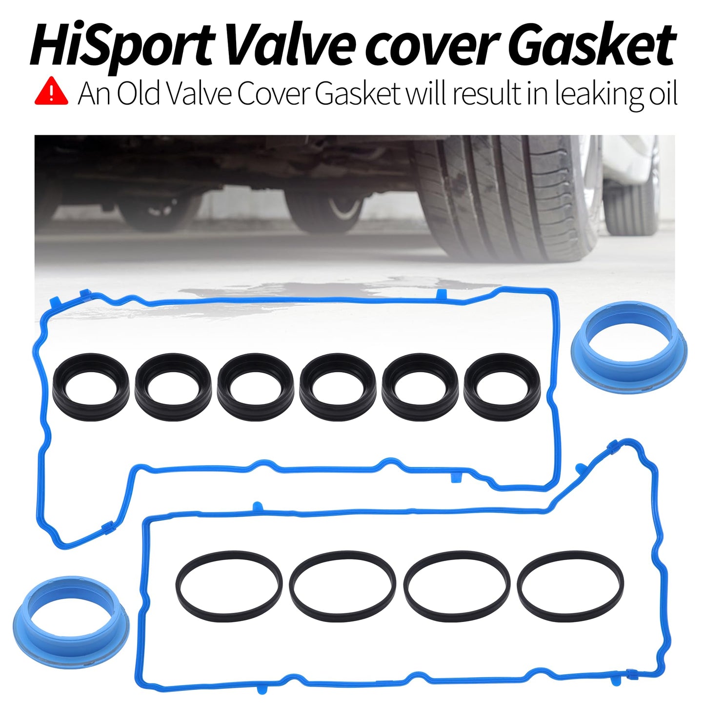 HiSport VS50805R Valve Cover Gasket Seal - Compatible with Dodge Charger Challenger Chrysler 200 300 Town & Country Durango Grand Caravan Cherokee Wrangler Ram 1500 3.2L 3.6L