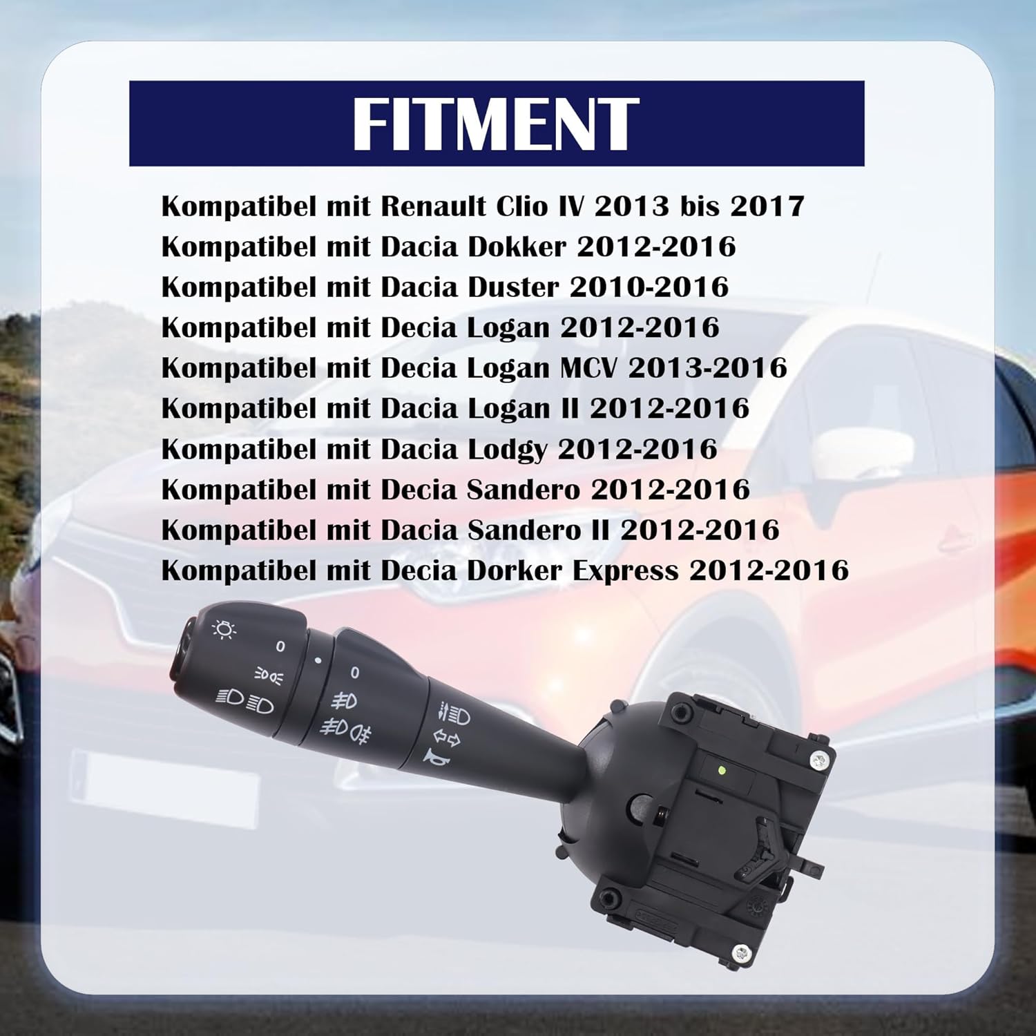 HISports Lenkstockschalter Blinkerschalter 8201167988-Kompatibel mit Dacia Dokker Duster Lodgy Sandero 2012-2016,Kombischalter 255405056R