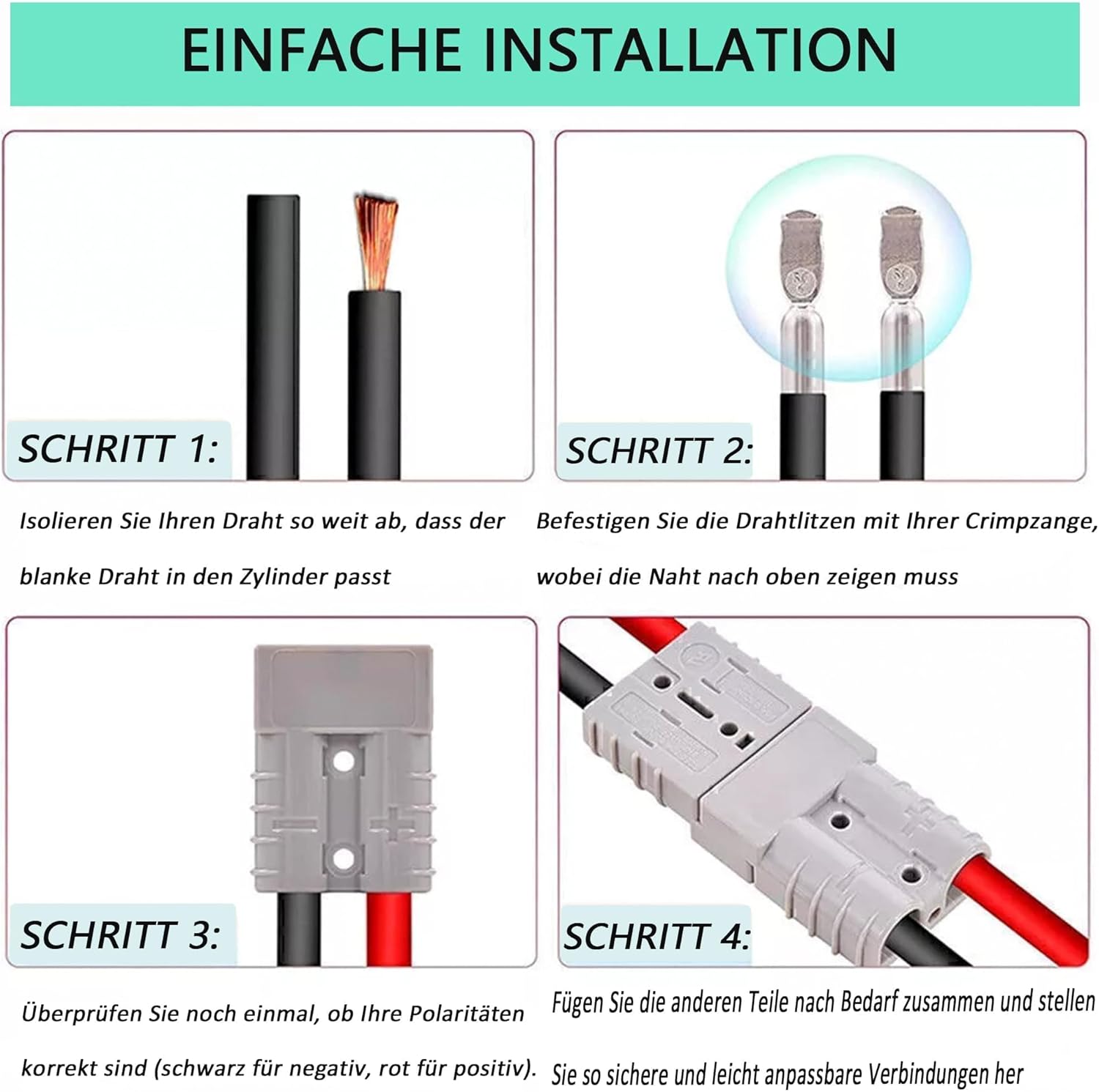 HISports Anderson-Stecker, 175 A, 600 V, Schnelltrenn-Batterieanschluss mit Hartgummikappe, modularer Stromanschluss, Anderson-Stecker-Set