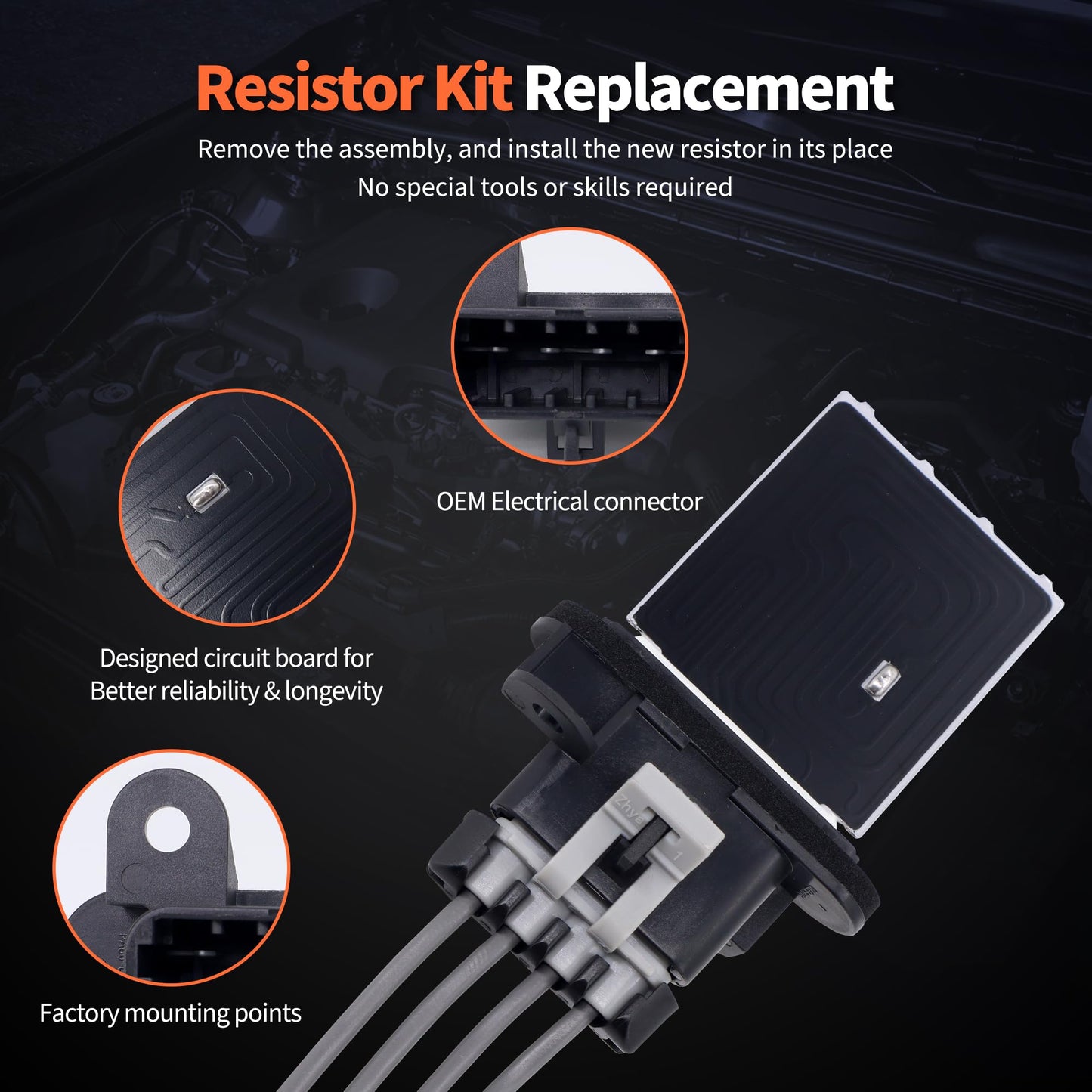 HiSport HVAC Fan Blower Motor Resistor with Wire Harness 973-582 Compatible with Toyota Tacoma 2005-2014 Replacement for 87138-04052 8713804052 RU746 RU1435