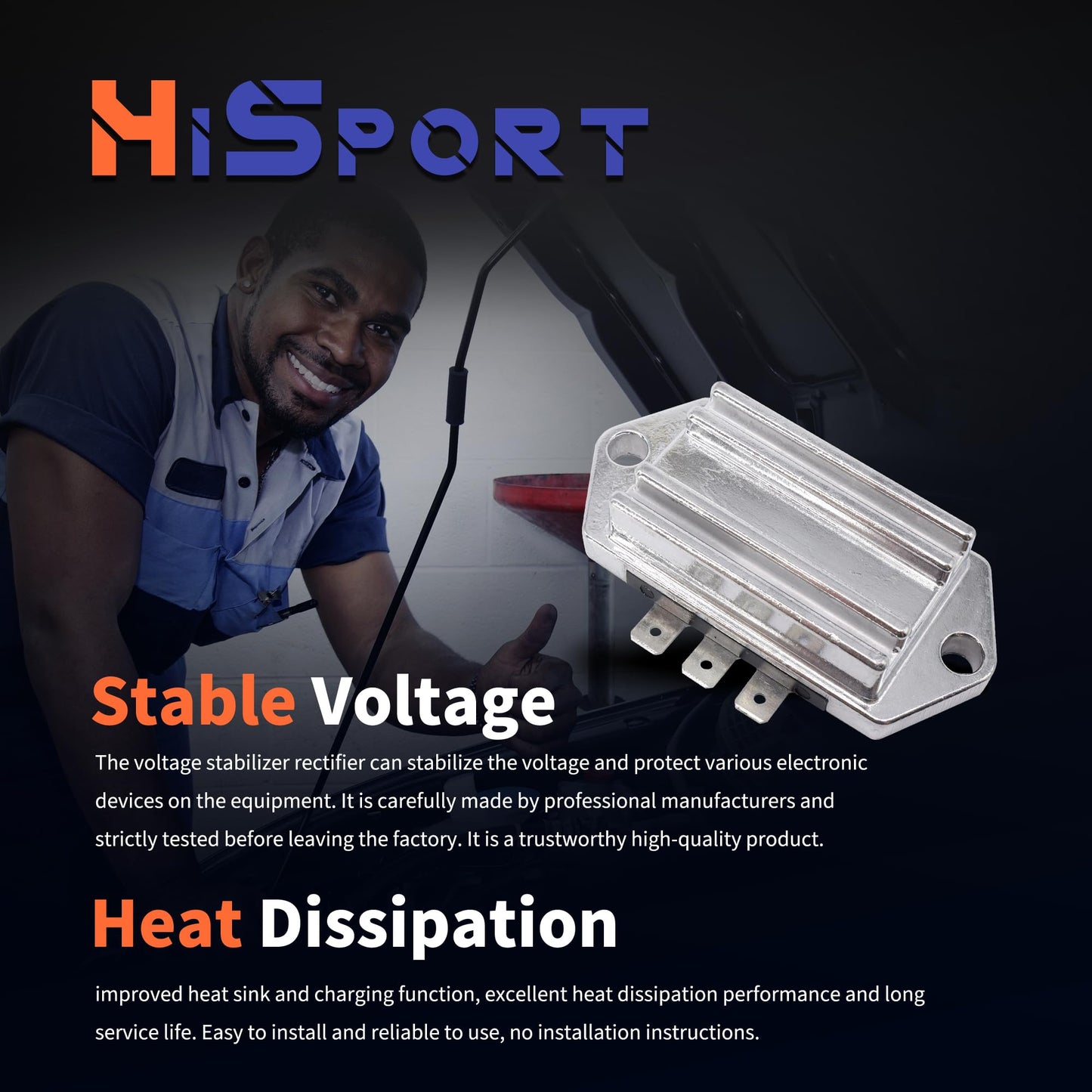 HiSport Voltage Regulator Rectifier - Compatible with Kohler AM106357 AM34738 John Deere 41-403-04 41-403-10-S Replaces 2540303 2575503 4140301 4140306