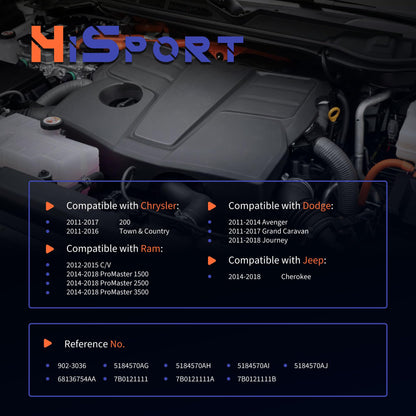 HiSport 902-3036 Thermostat Housing Assembly - Compatible with Chrysler 200 Town & Country Compatible with Dodge Avenger Grand Caravan Journey Compatible with Jeep Cherokee 2011-2018
