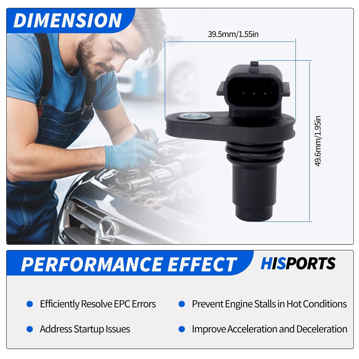 HiSport 23731-JA11A Engine Camshaft Position Sensor Compatible with Nissan 350Z 2008-2009 Altima 2007-2018 GT-R 2009-2018 Maxima 2009-2018 Murano 2008-2018 Pathfinder 2013-2018 Quest Sentra Rogue