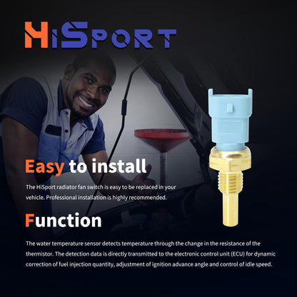 HiSport 4010644 Water Temperature Sensor - Compatible with Polaris Sportsman 570 700 EFI 800 EFI Scrambler Ranger 500 570 700 800 900 XP 1000 RZR 800 XP 900 570 ACE 570 EFI - Replace 0281002209