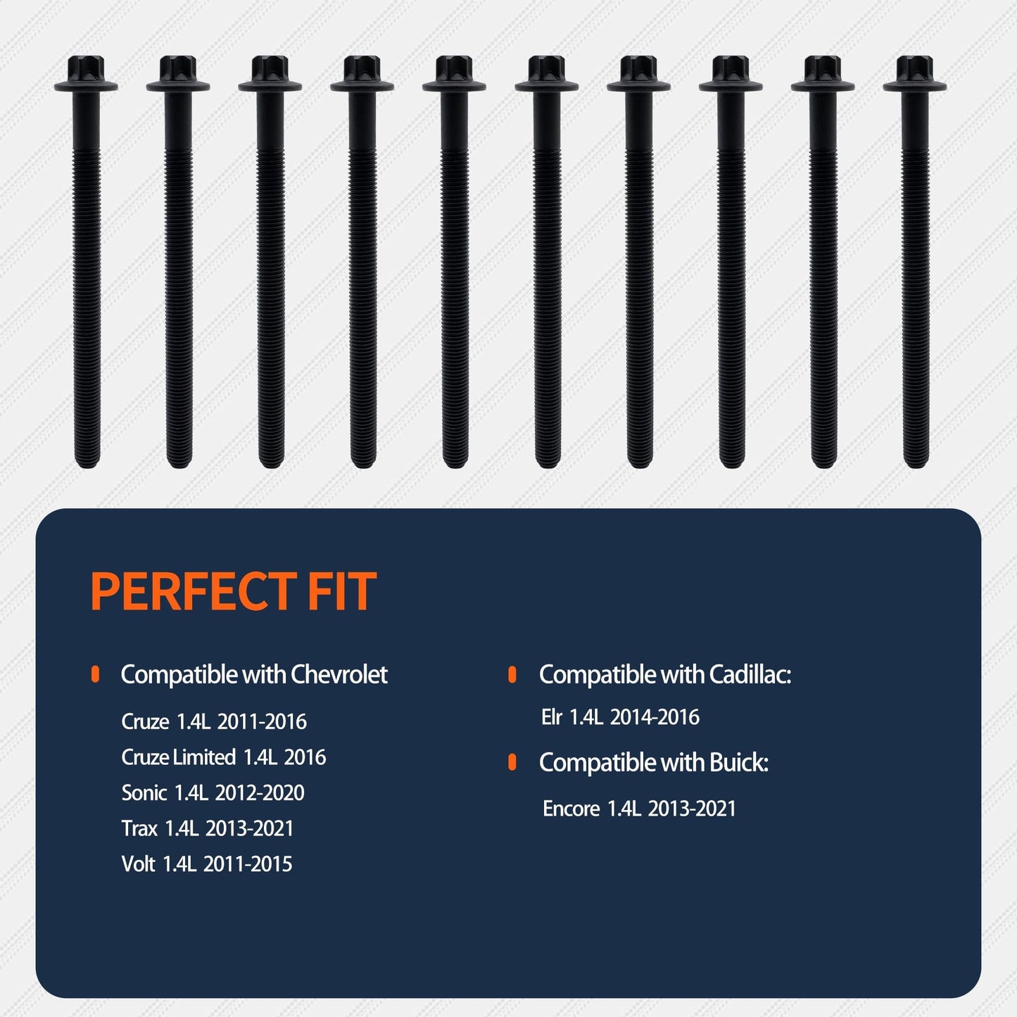 HiSport ES72474 Engine Cylinder Head Bolt Set Compatible with Buick Encore 2013-2021, Cadillac ELR 2014-2016, Chevrolet Cruze 2011-2016 Cruze Limited 2016 Sonic 2012-2020 Trax 2013-2021 Volt 2011-2015
