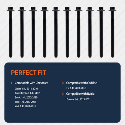 HiSport ES72474 Engine Cylinder Head Bolt Set Compatible with Buick Encore 2013-2021, Cadillac ELR 2014-2016, Chevrolet Cruze 2011-2016 Cruze Limited 2016 Sonic 2012-2020 Trax 2013-2021 Volt 2011-2015