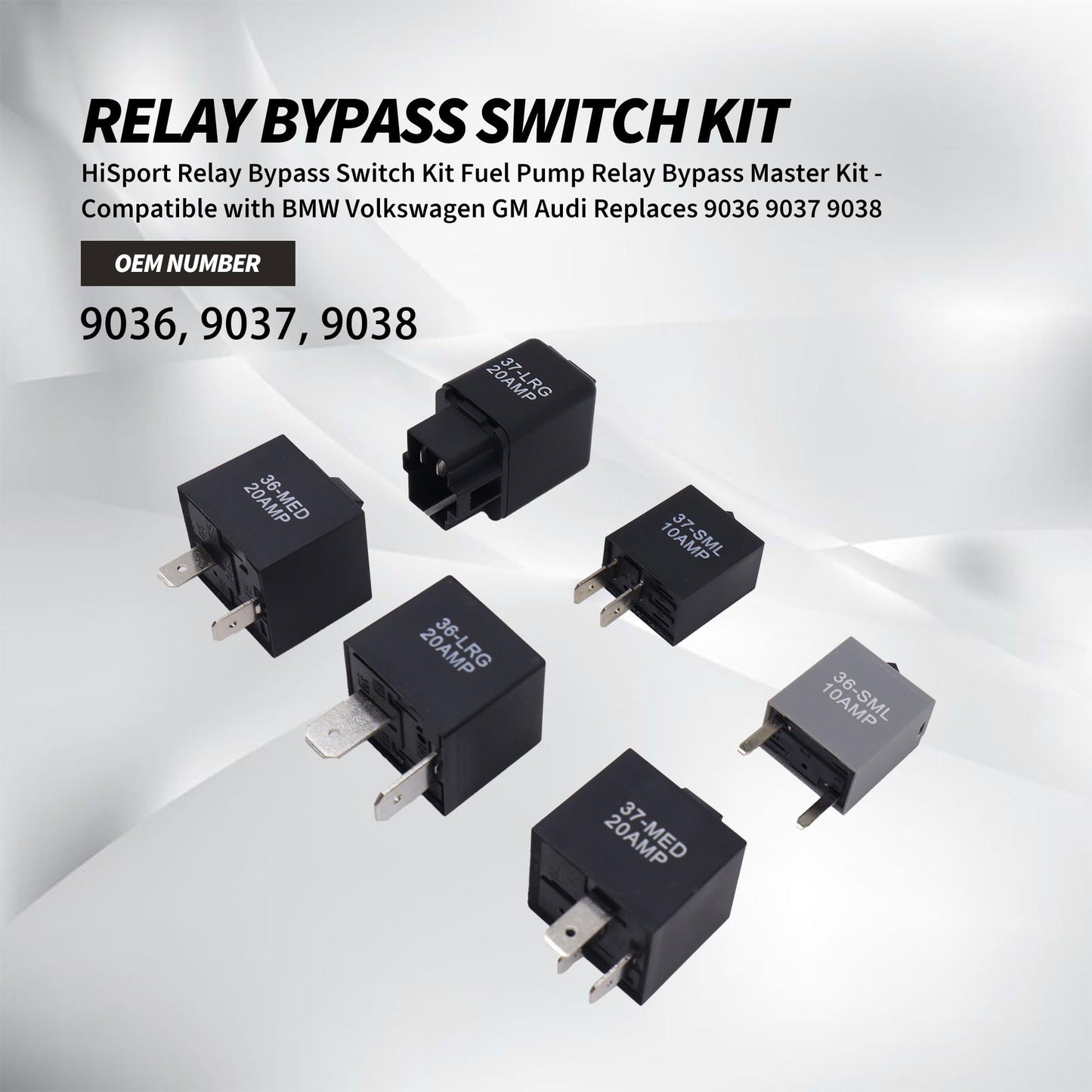 HiSport Relay Bypass Switch Kit Fuel Pump Relay Bypass Master Kit - Compatible with BMW Volkswagen GM Audi Replaces 9036 9037 9038