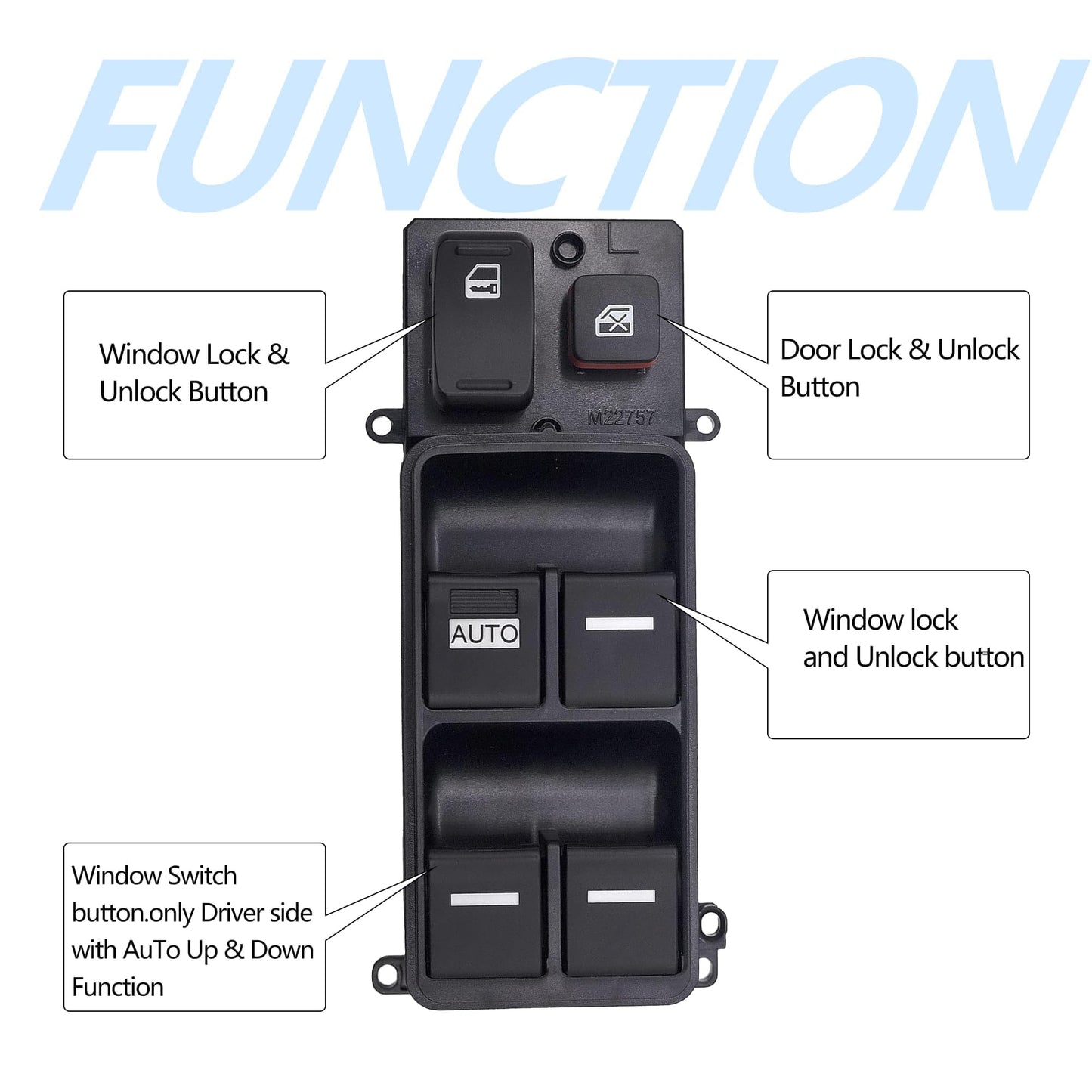 HiSport 35750-SDA-H12 Power Window Switch Front Driver Side Control Switch Compatible with Honda Odyssey 2005 2006 2007 2008 2009 2010