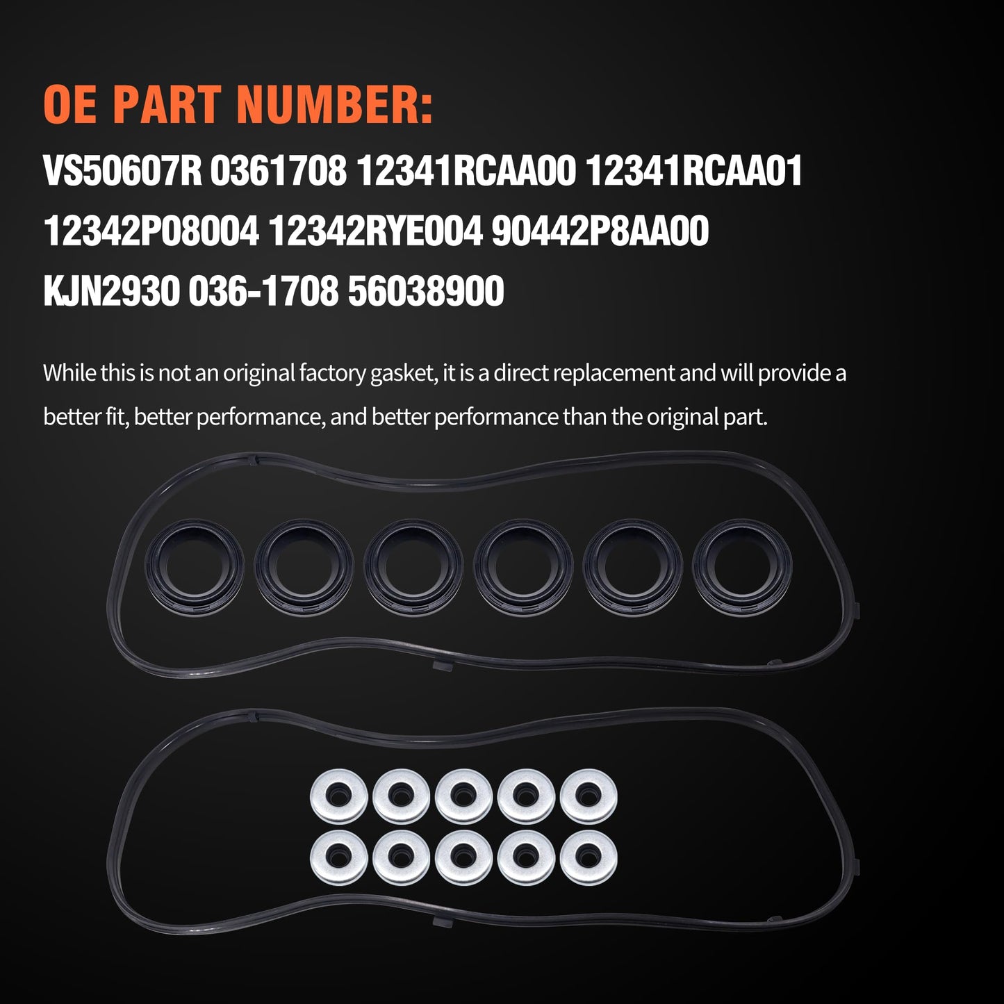 HiSport Valve Cover Gasket - Compatible with Acura TL RL TL MDX Compatible with Honda Accord Odyssey Pilot Ridgeline Compatible with Saturn Vue 2003-2009 3.0L 3.2L 3.5L - Replace 12341RCAA01
